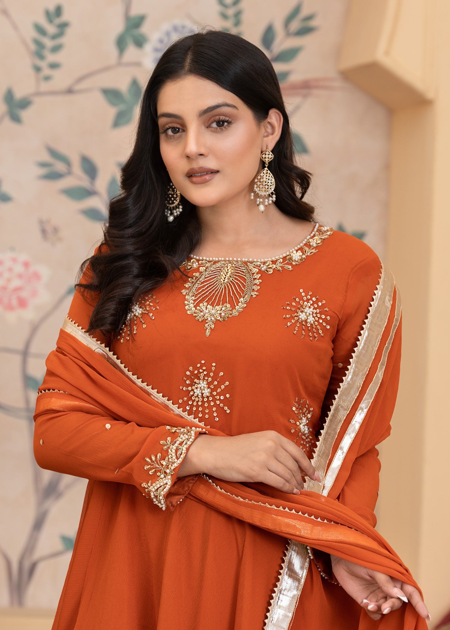 chiffon Short Frock in Orange