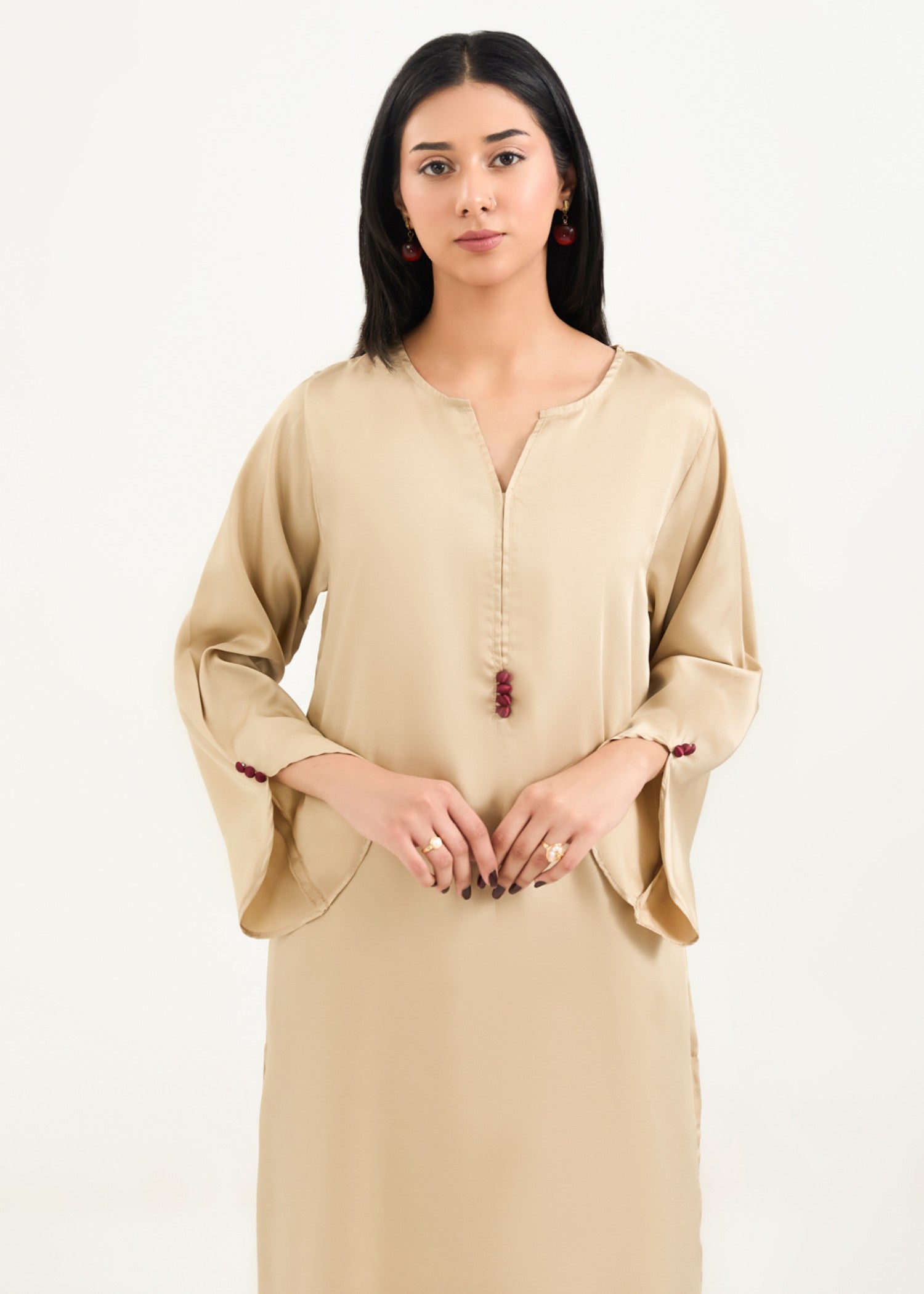 silk Co Ord Sets in Tan brown