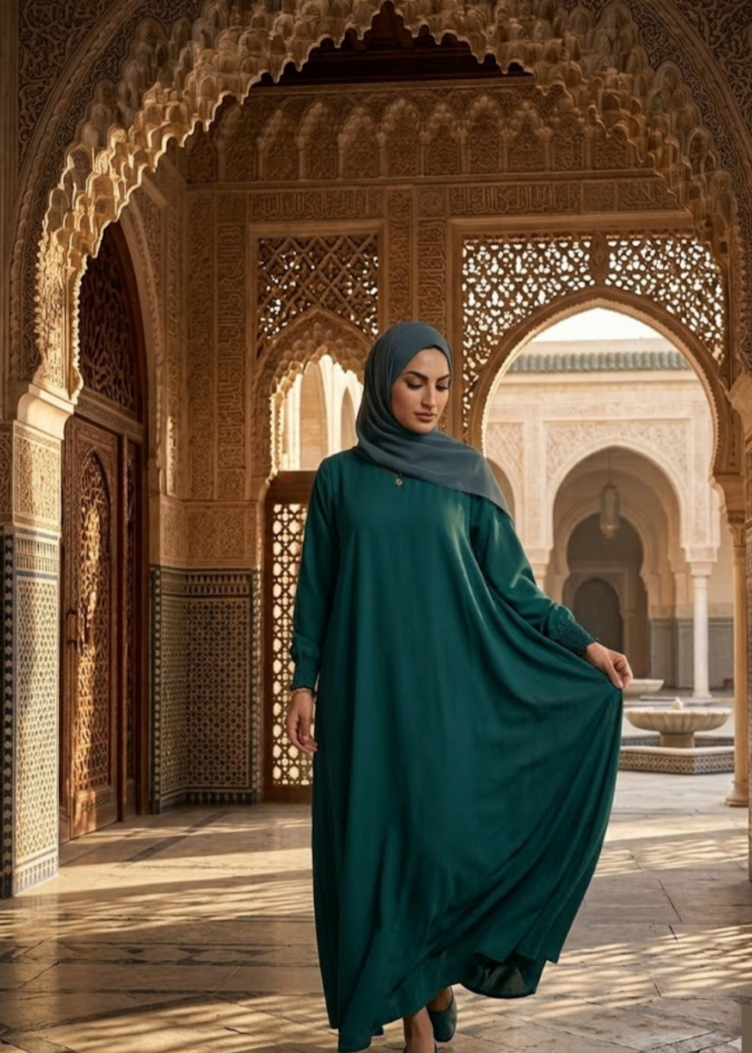 nidha Abaya in Teal