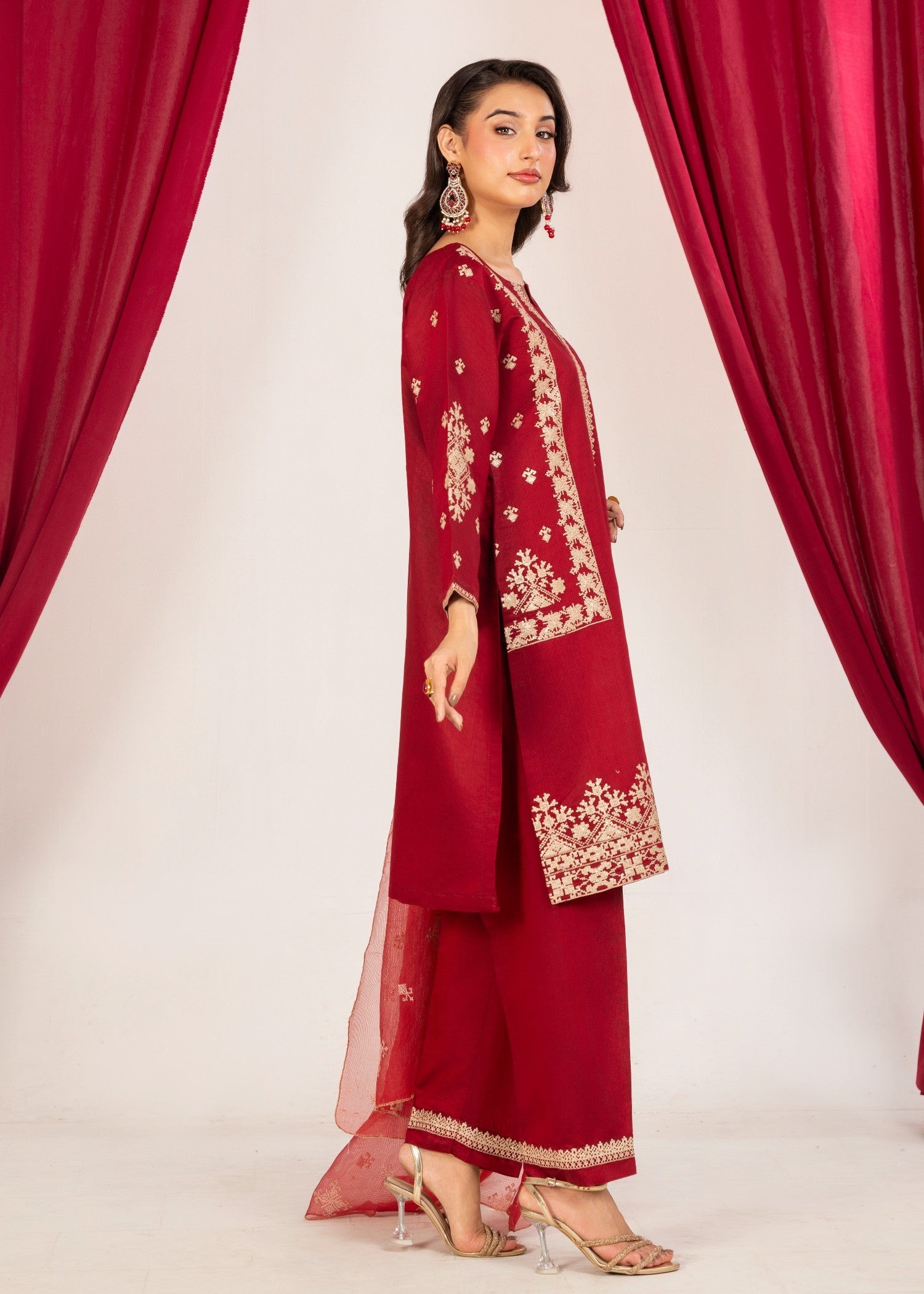 cotton masuri Kurta Set in Maroon