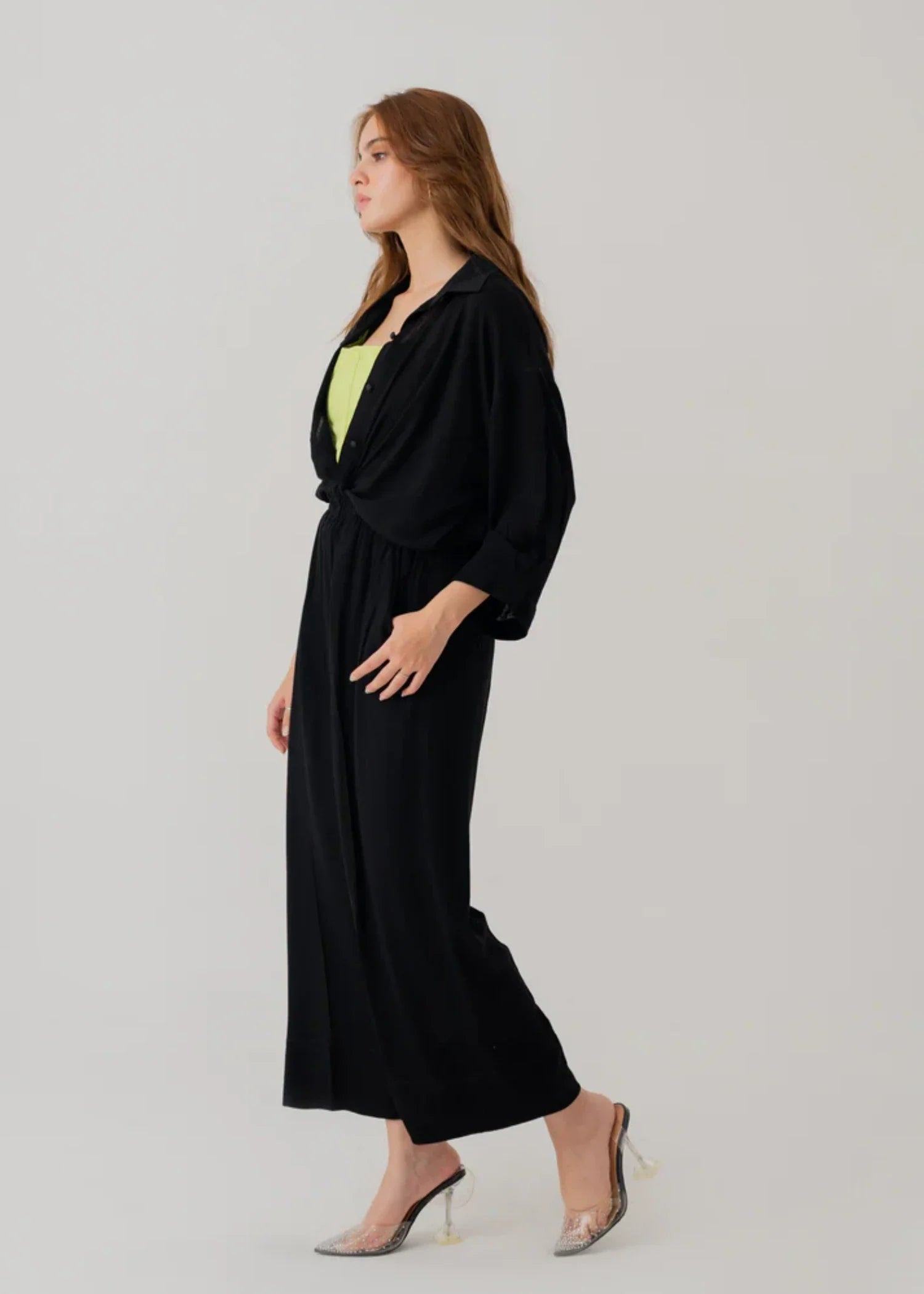 cotton jacquard Trousers in Black