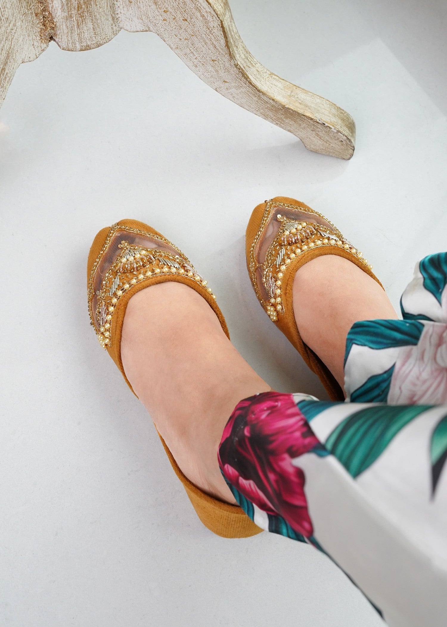 Khussa in Mustard by - High Quality Women Khussa ZEZ3274
