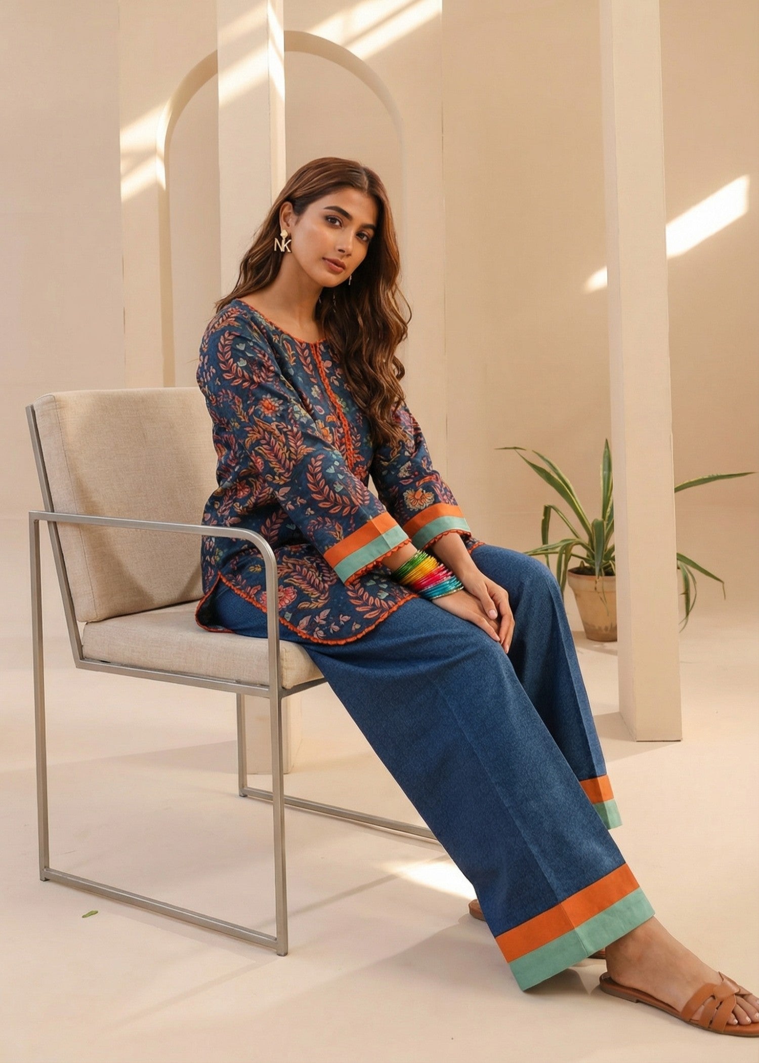 poly silk Kurta Set in Blue
