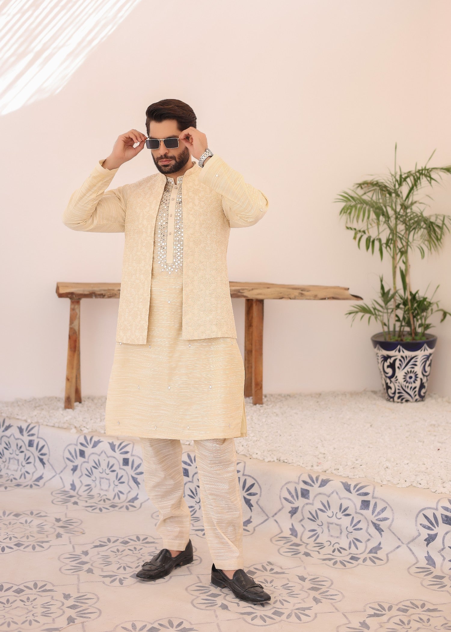 cotton linen Waistcoat in Buttercream
