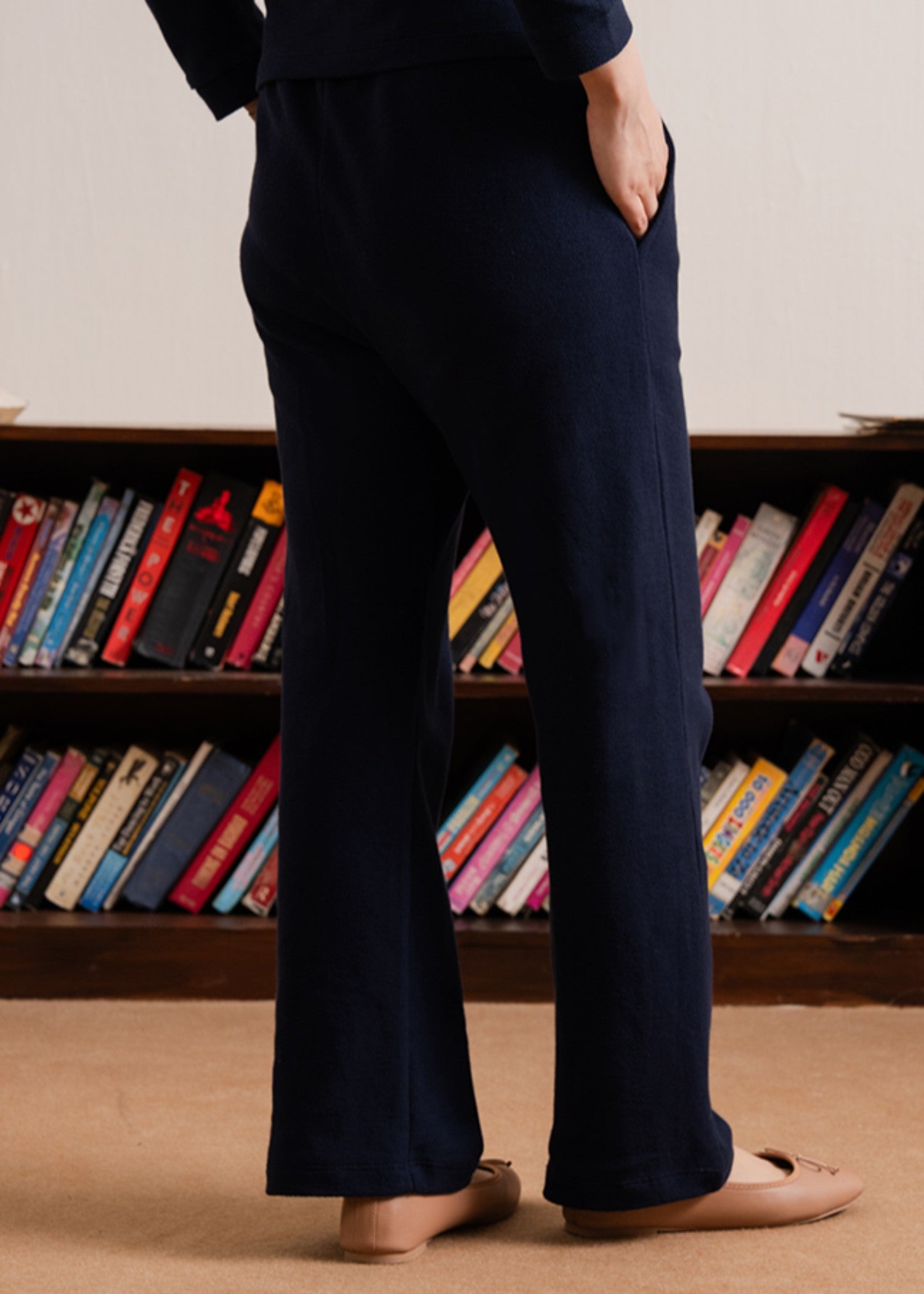 interlock knit Trousers in Navy blue