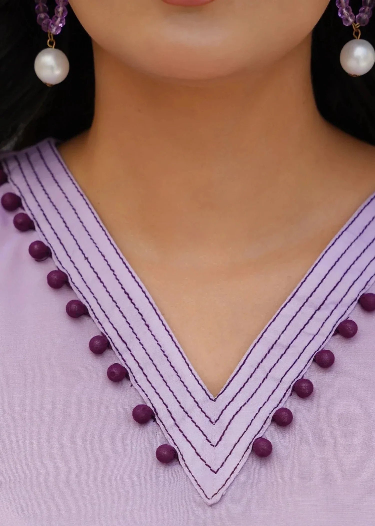 swiss lawn Co Ord Sets in Bright lavender