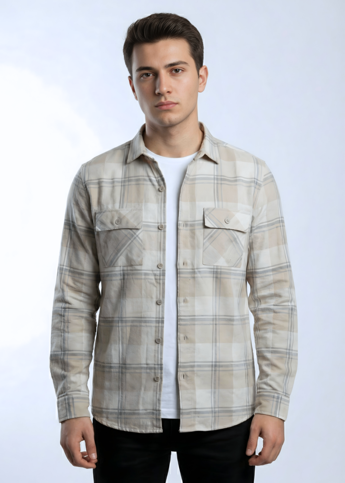 wool viscose Casual Shirt in Beige