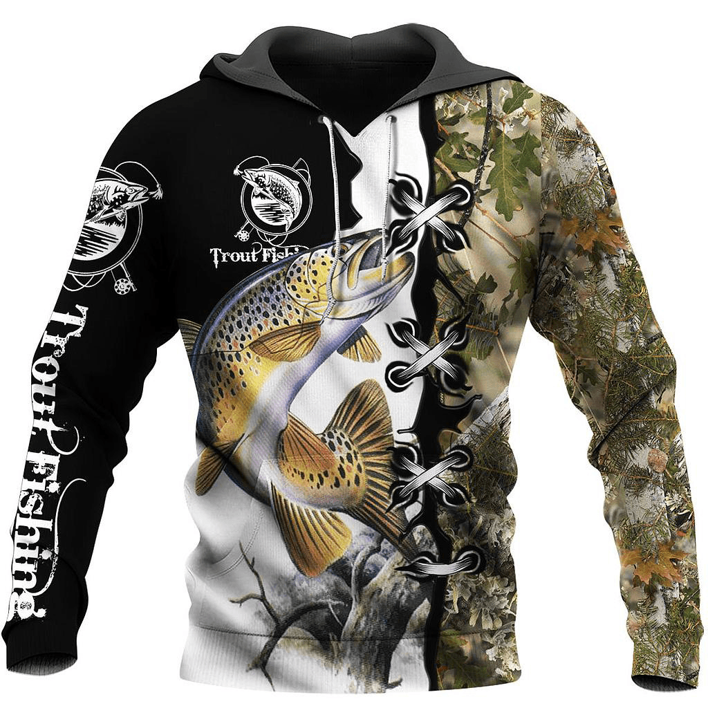 Fishing Enthusiasts Hoodie Digital Printing Outdoor Sports Loose Hoodie with Hood