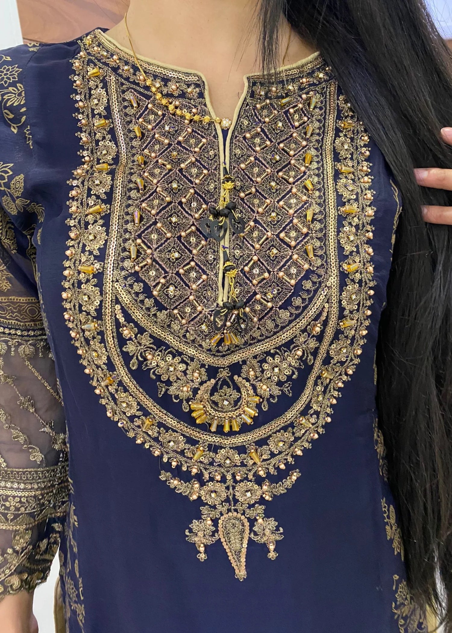 chiffon Gharara in Dark blue