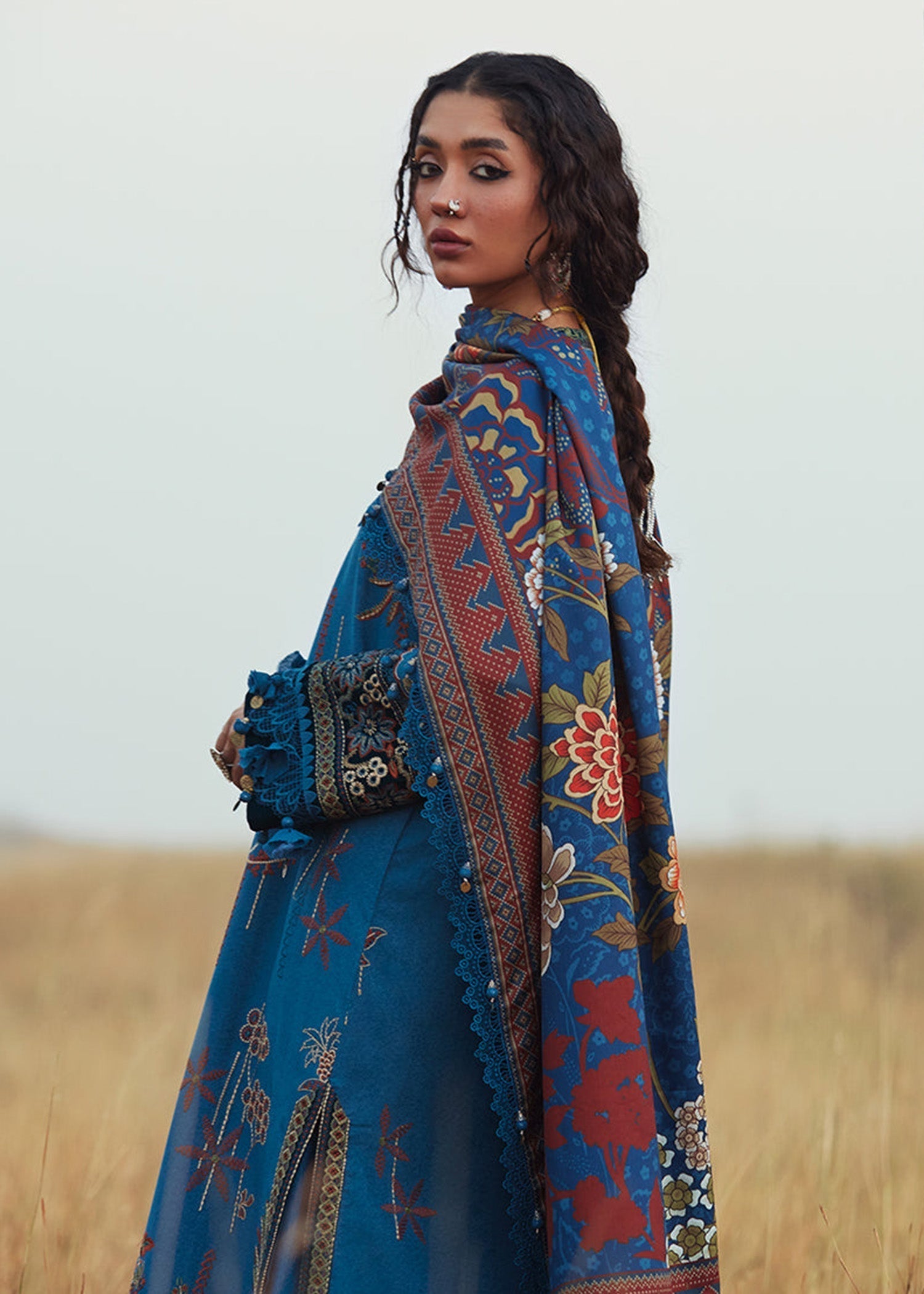 karandi Unstitched in Blue
