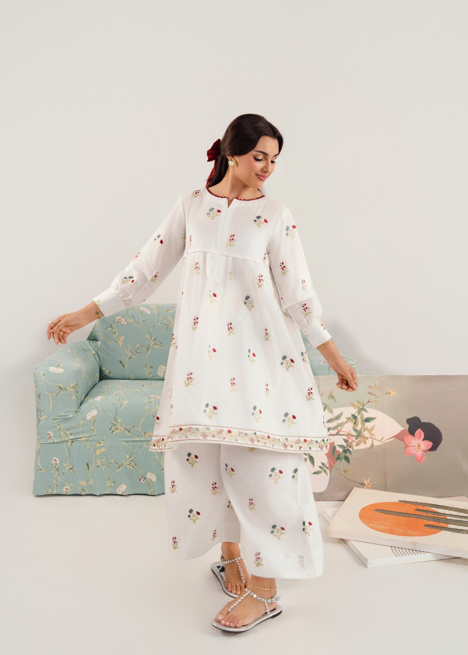 cotton Short Frock in White