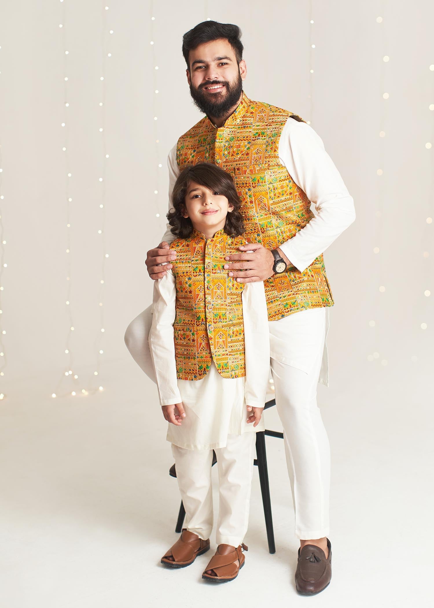 raw silk Waistcoat in Mustard