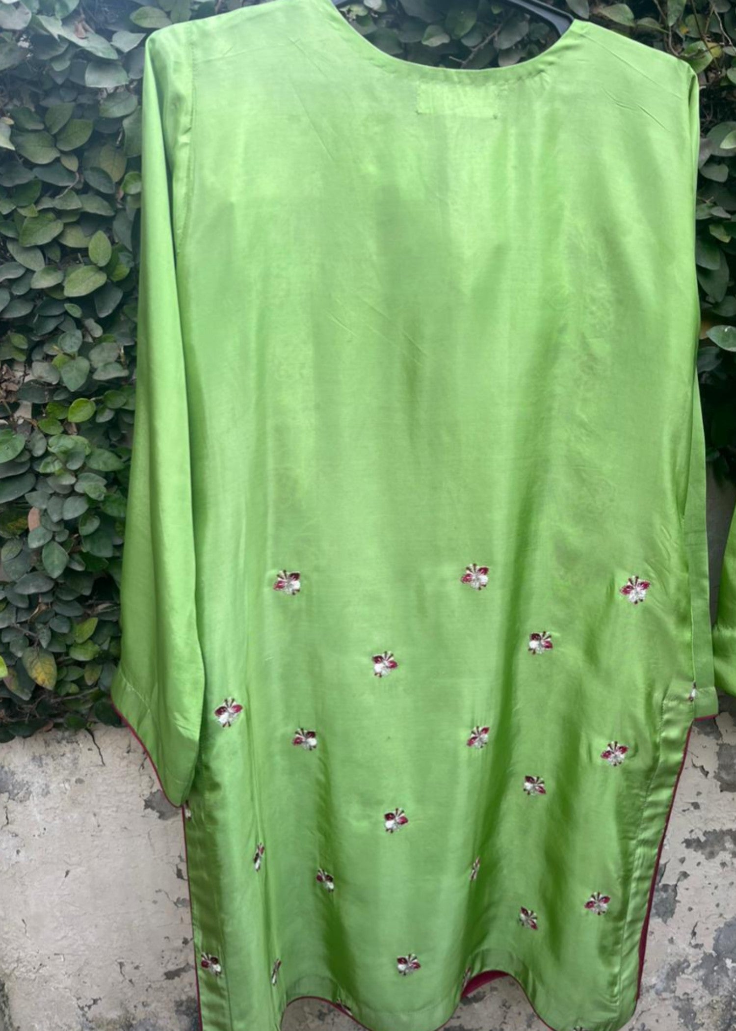 silk Kurta Set in Apple green
