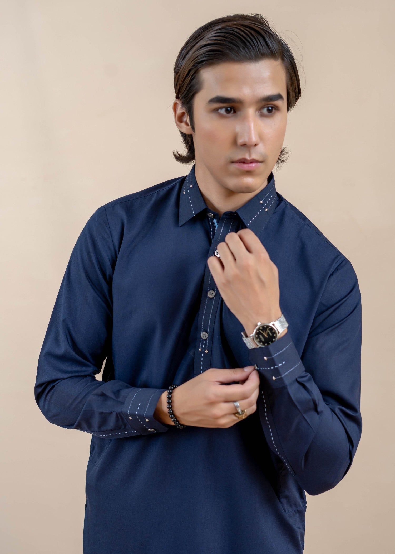 wash & wear Shalwar Kameez in Blue by Ahmad Raza