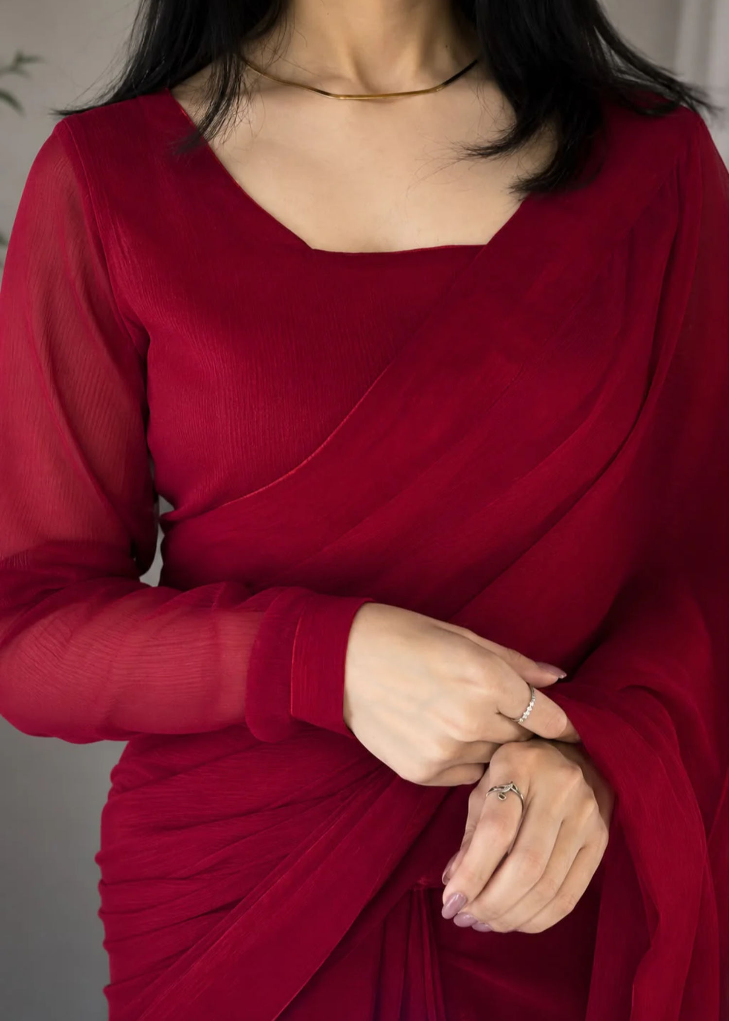 chiffon Saree in Red