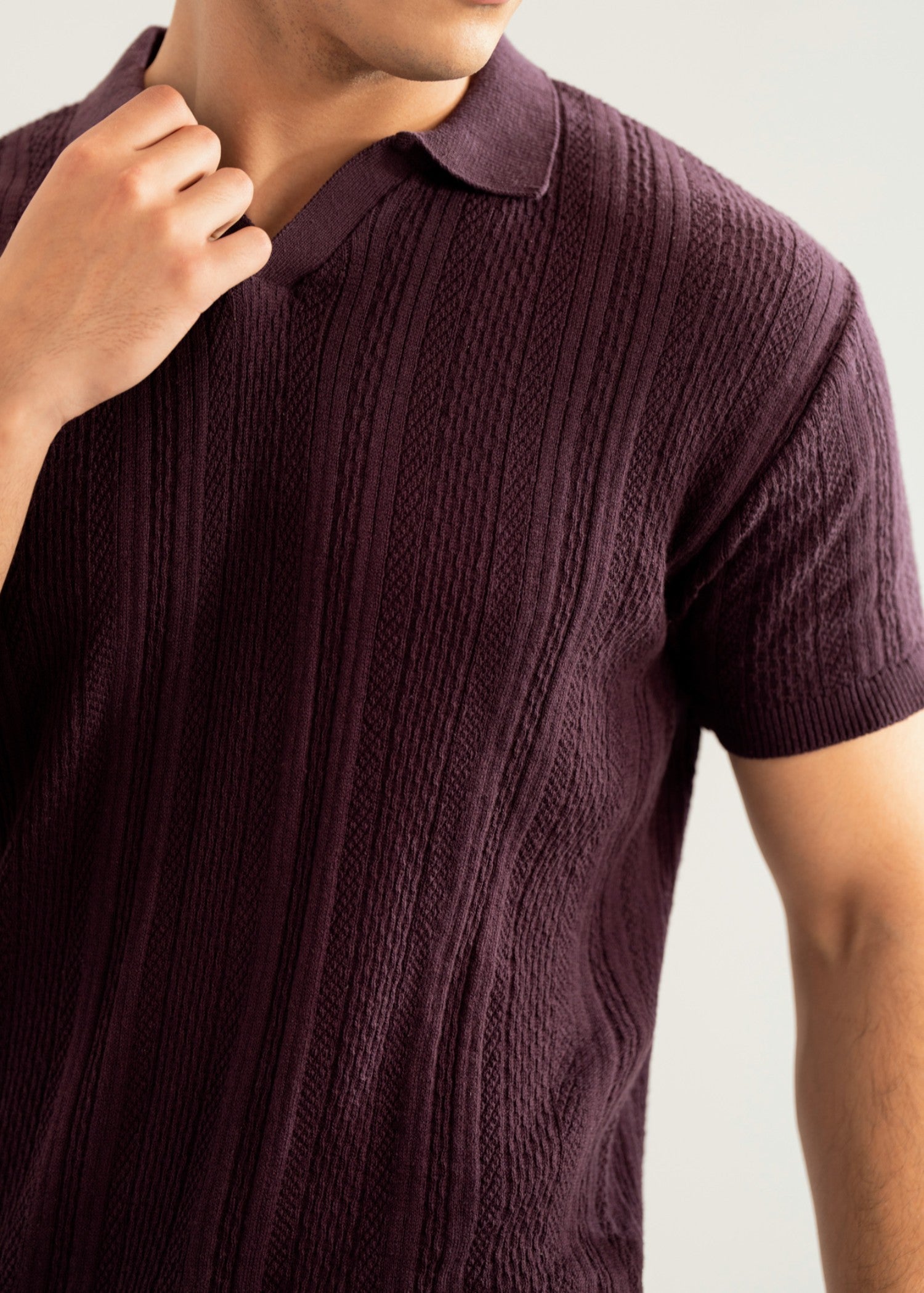 cotton Polo Shirt in Plum purple