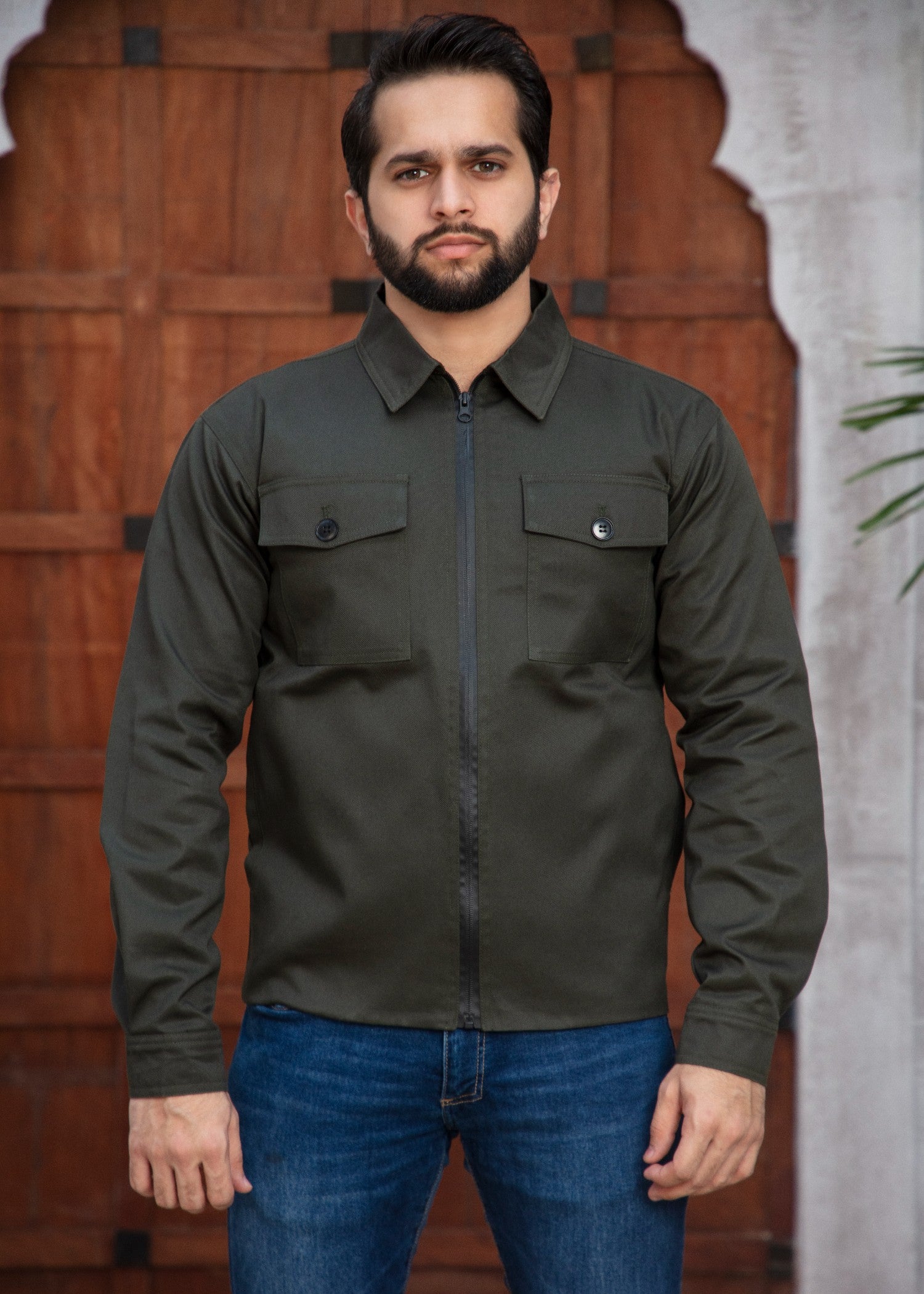 twill cotton Jacket in Army green