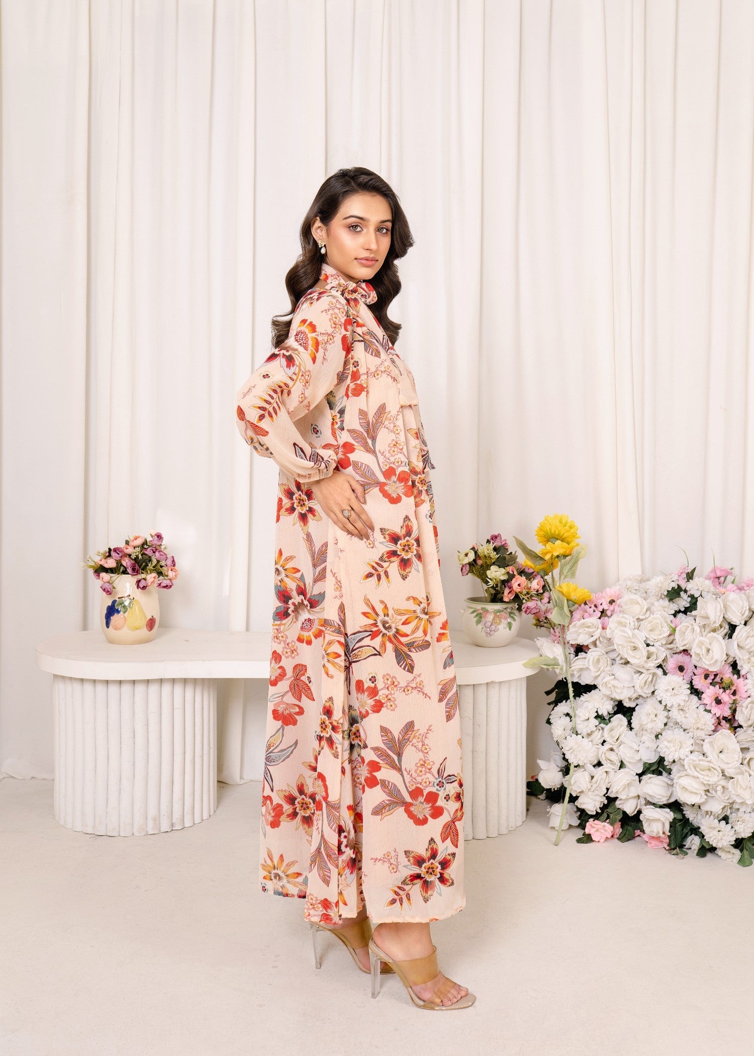 chiffon Maxi in Peach pink