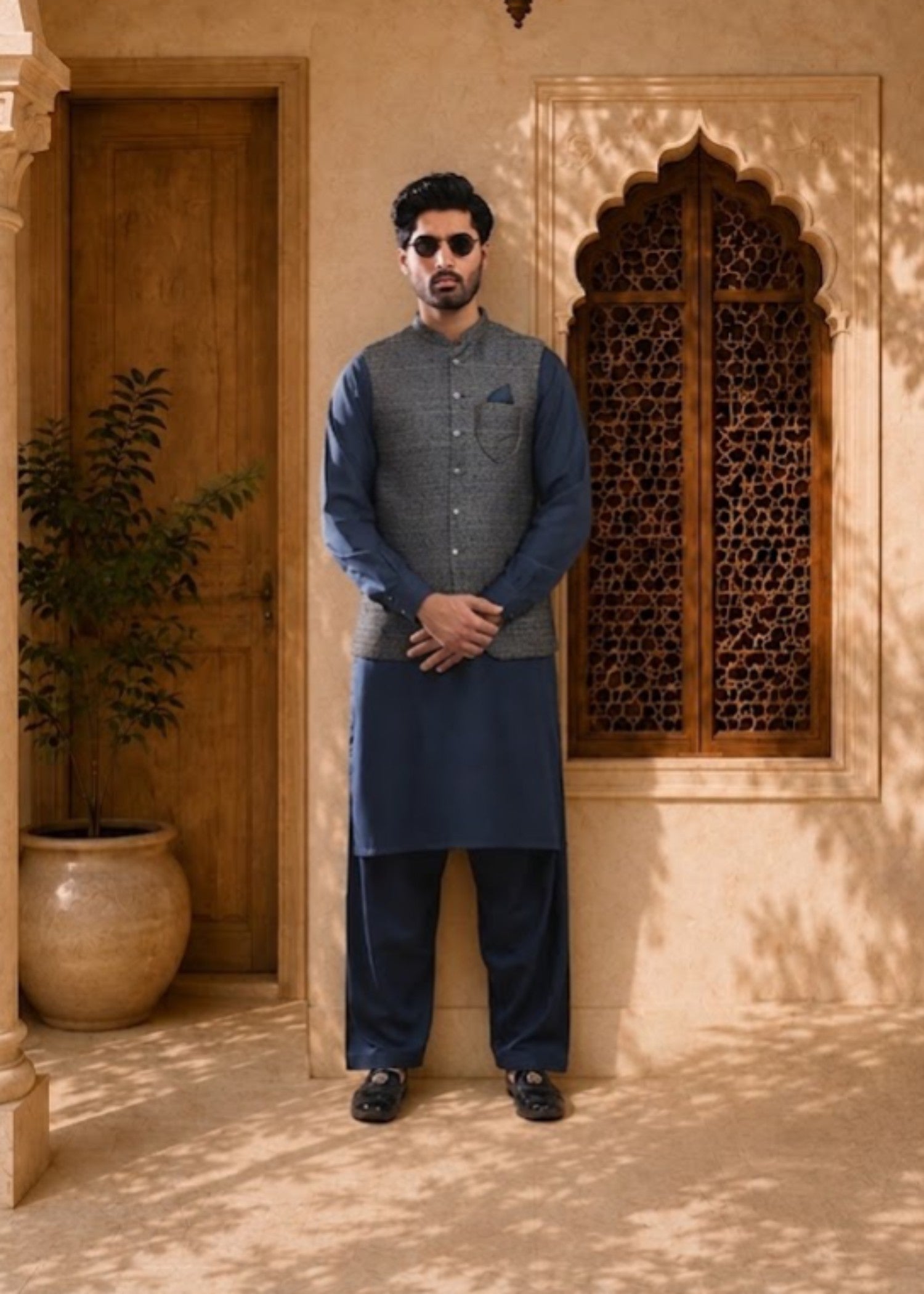 suiting Waistcoat in Slate blue
