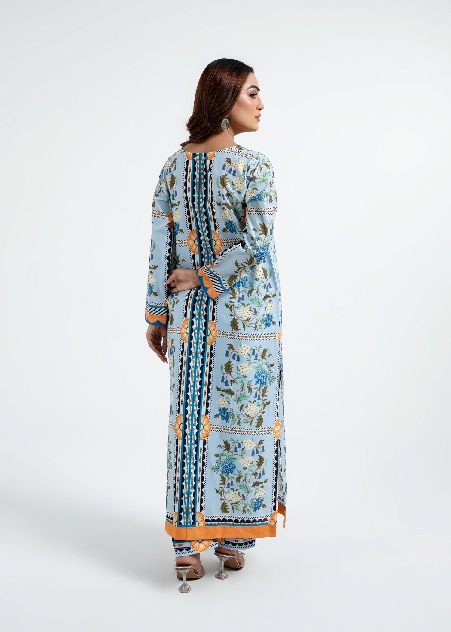 crepe Kurta Set in Sky blue