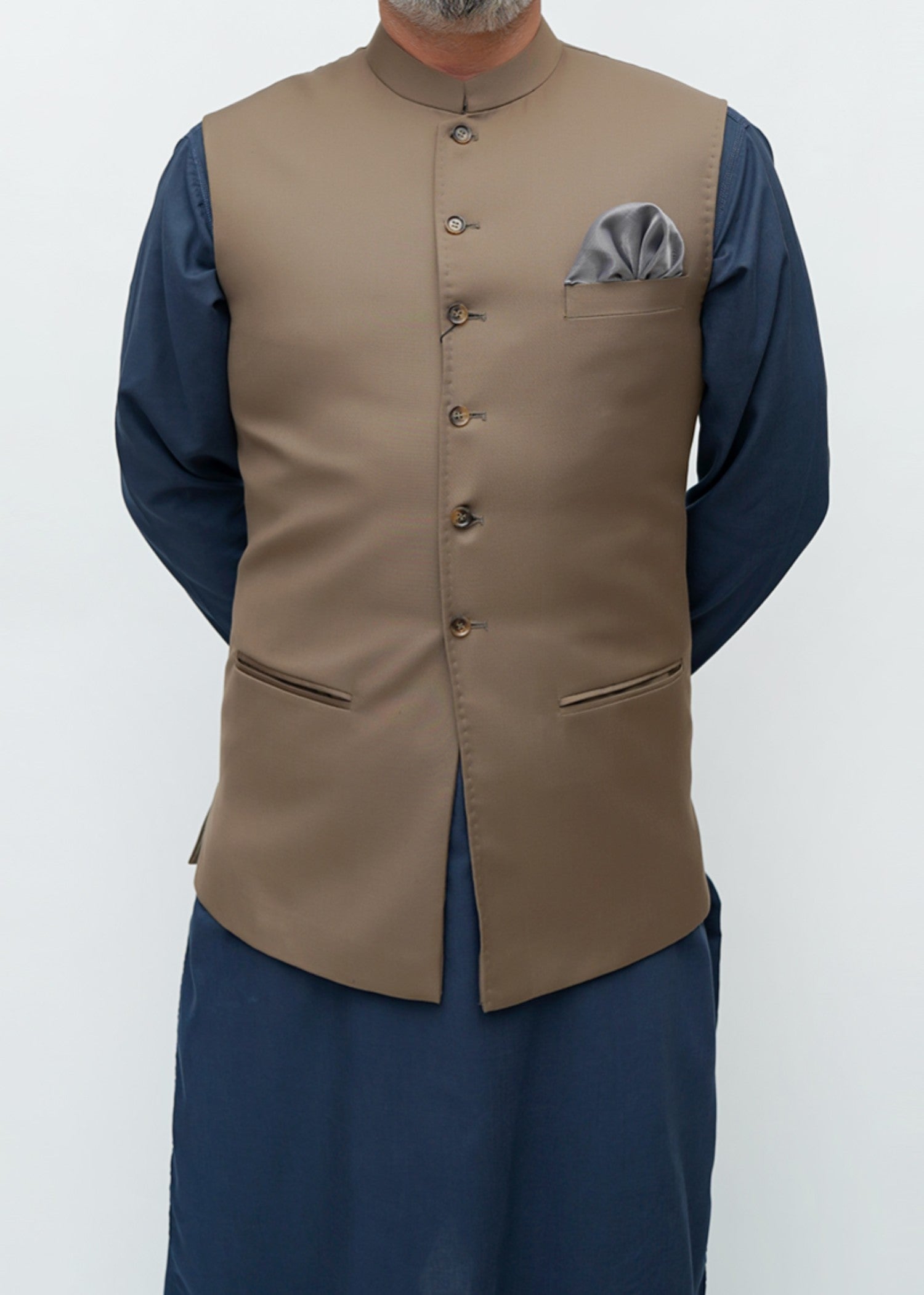tropical Waistcoat in Camel brown