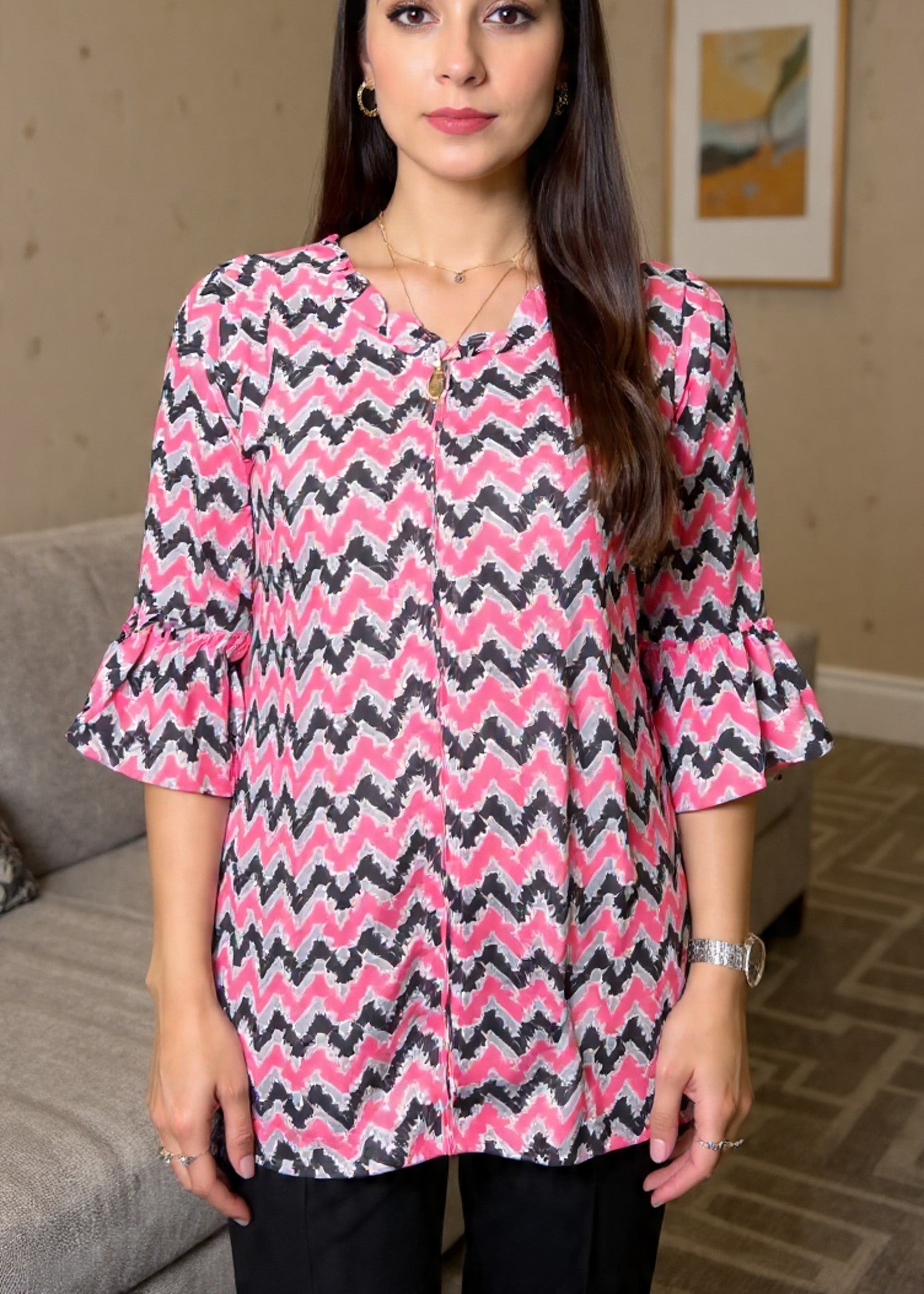 georgette Top in Bubblegum pink