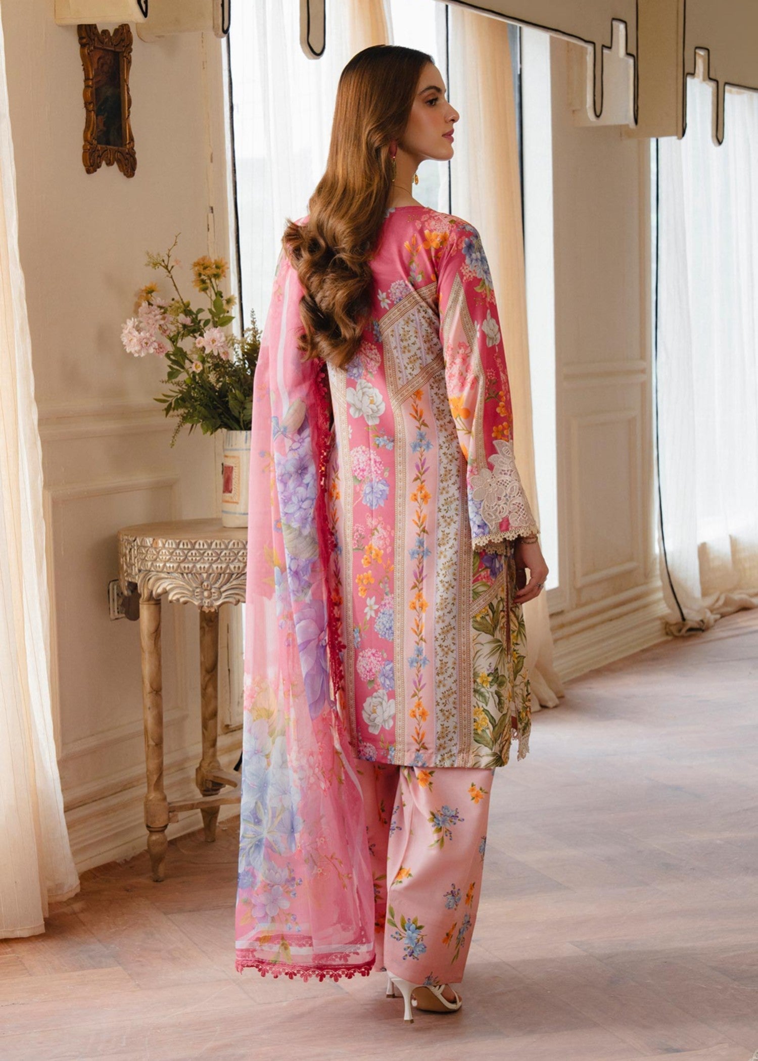 poly lawn Kurta Set in Blush pink, peach pink