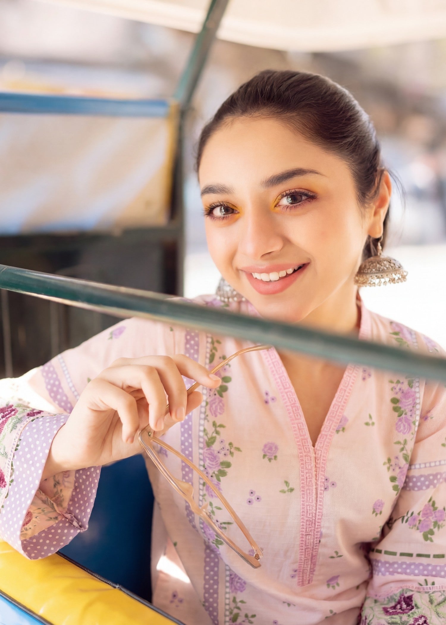 textured lawn Kurta Set in Blush pink