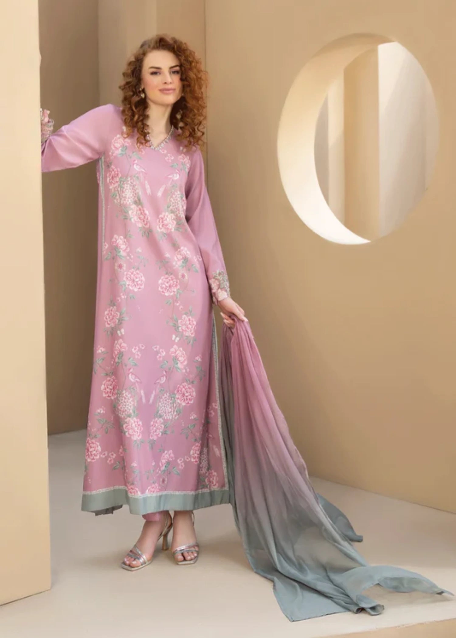 twill cambric Trousers in Baby pink