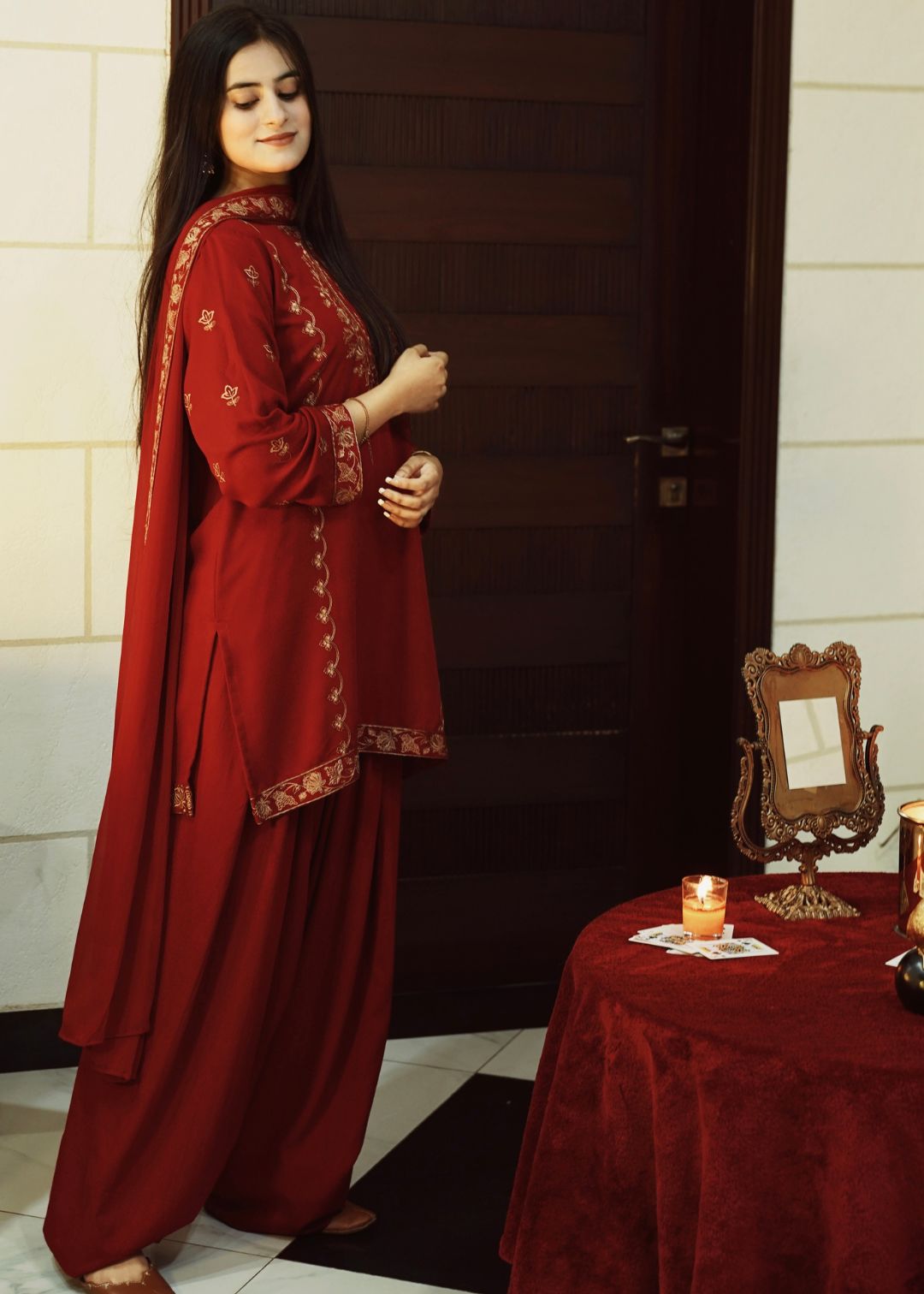 karandi Unstitched in Red