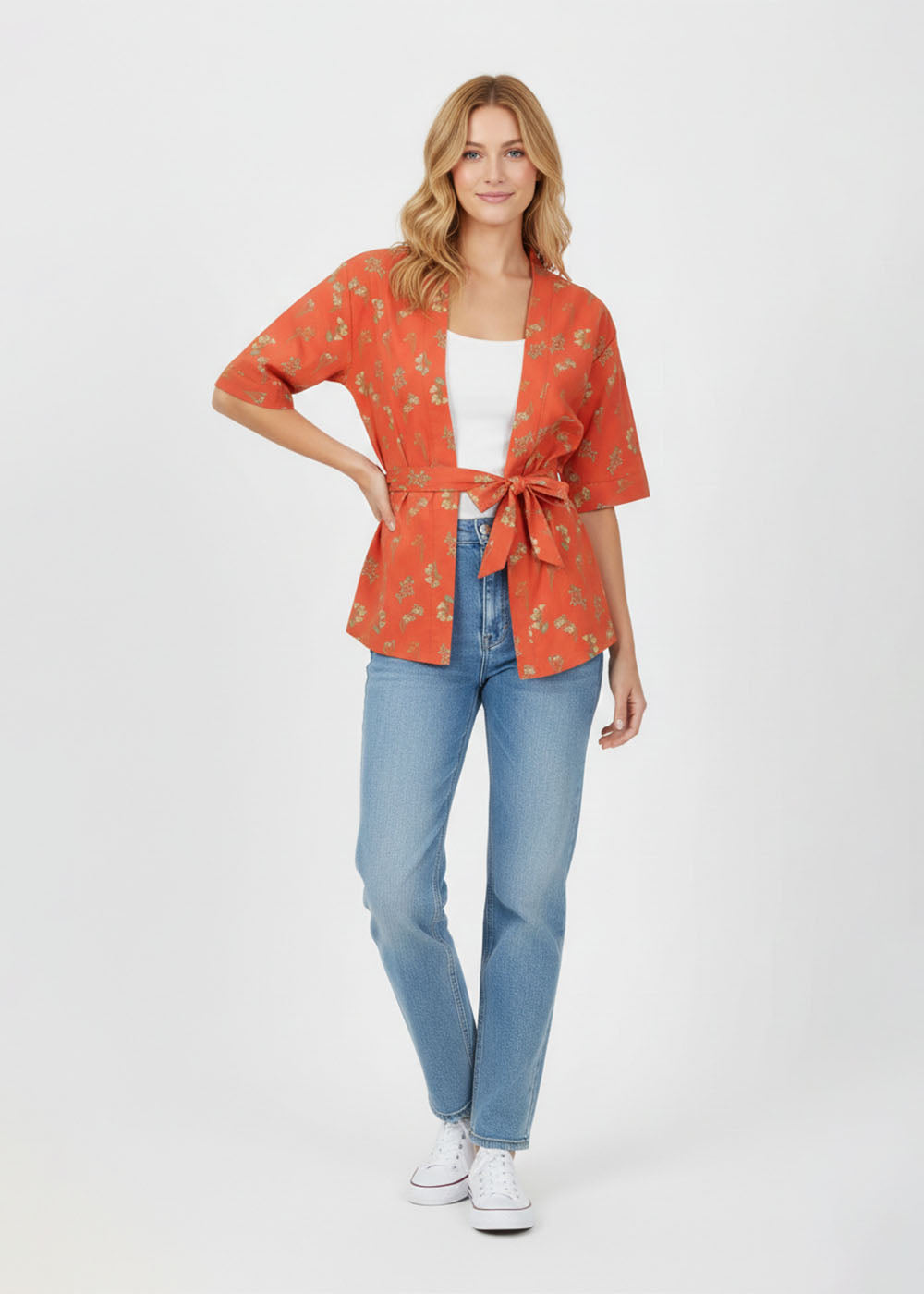 cotton Gown in Tangerine