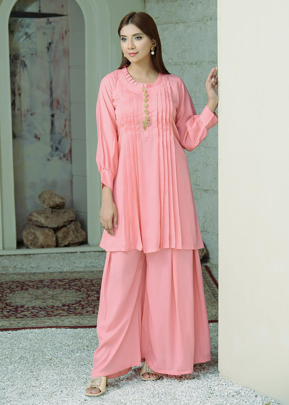 georgette Short Frock in Blush pink