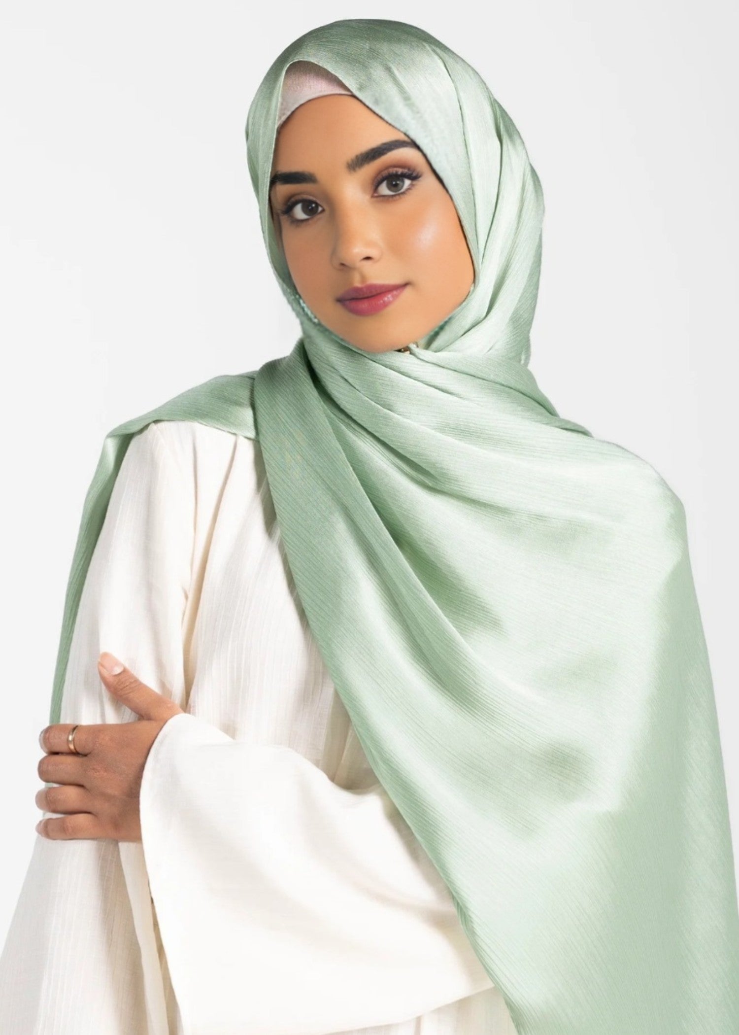 satin silk Hijab in Mint green