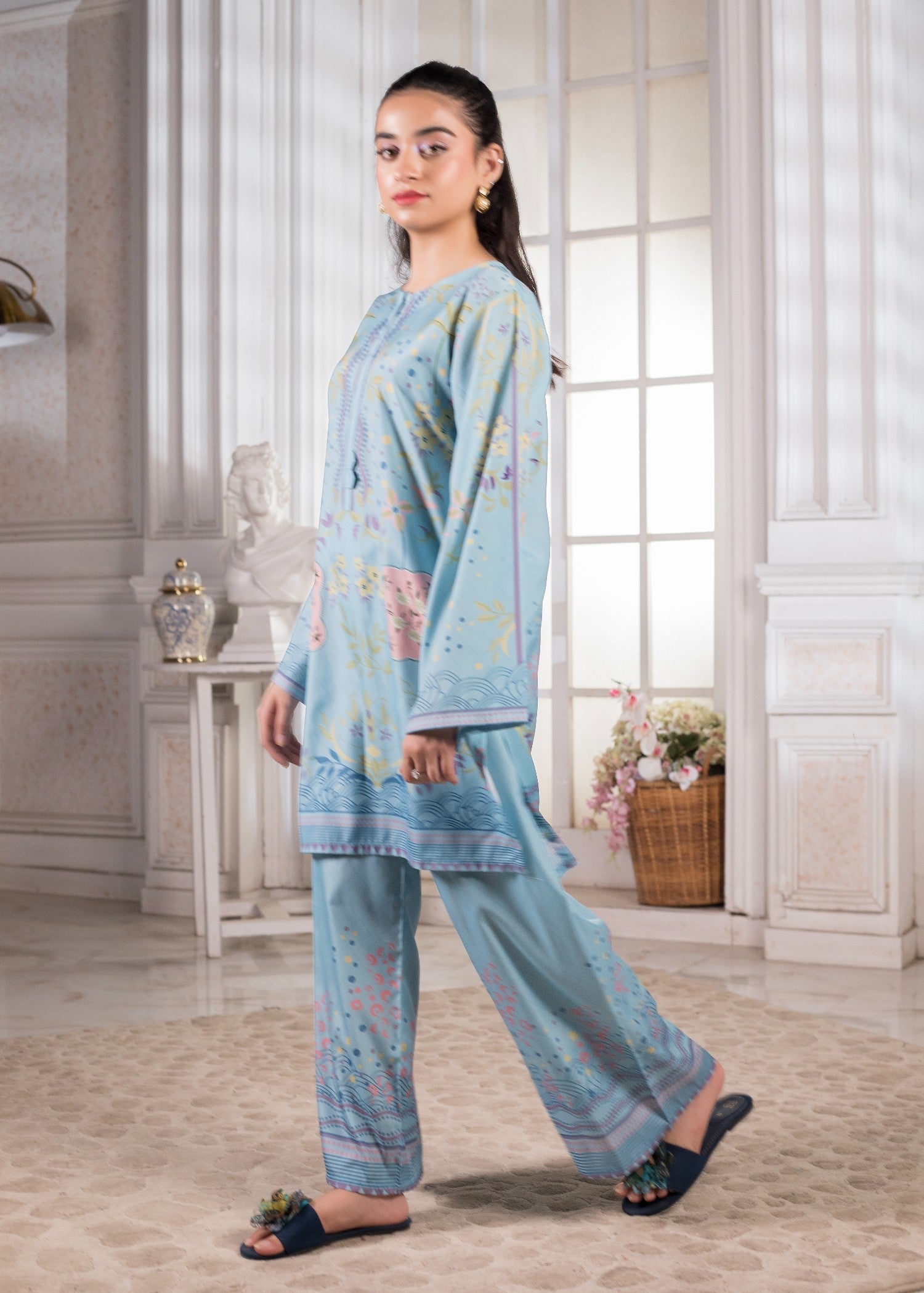 polyester crepe Co Ord Sets in Sky