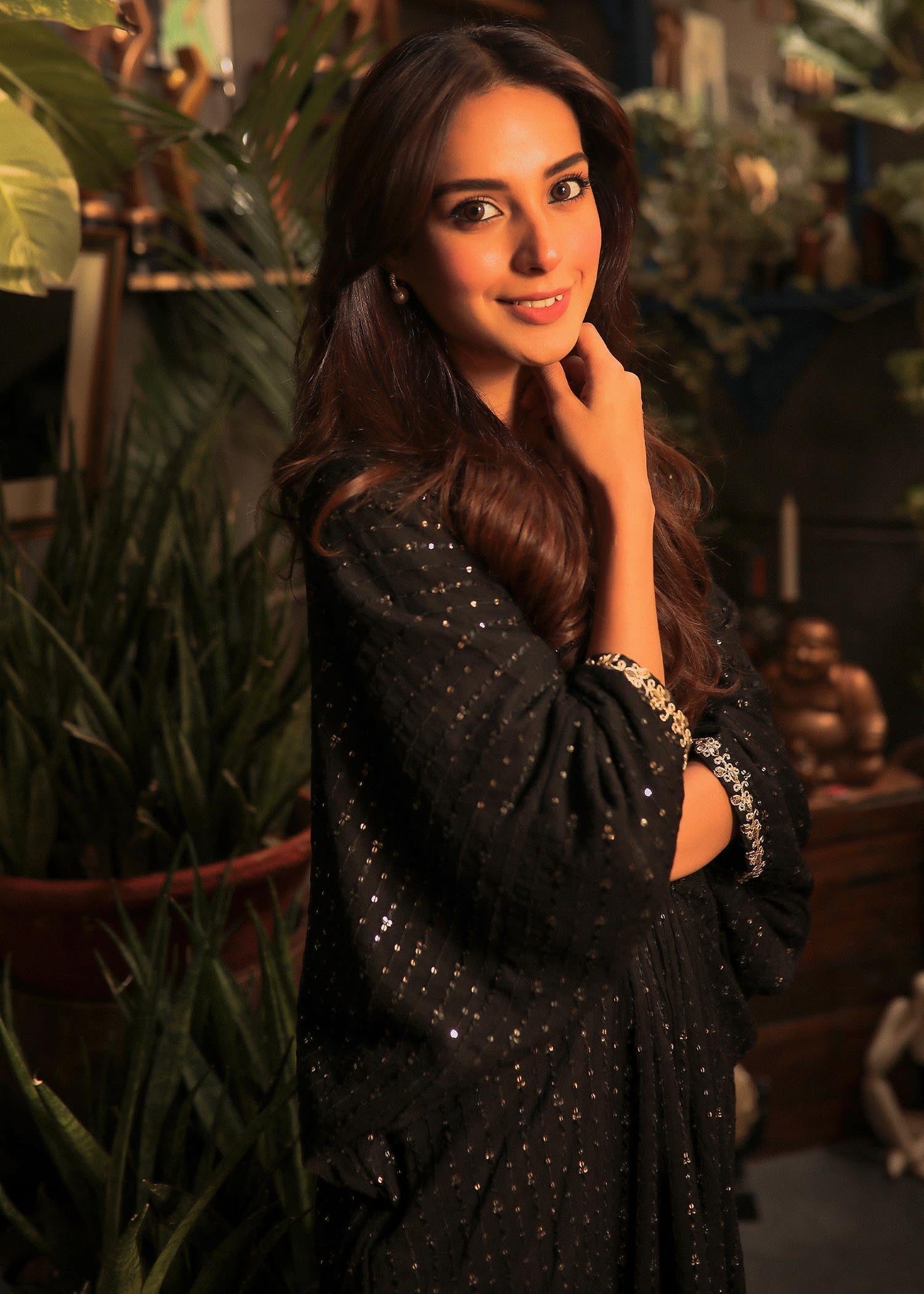 chiffon Kaftan in Black