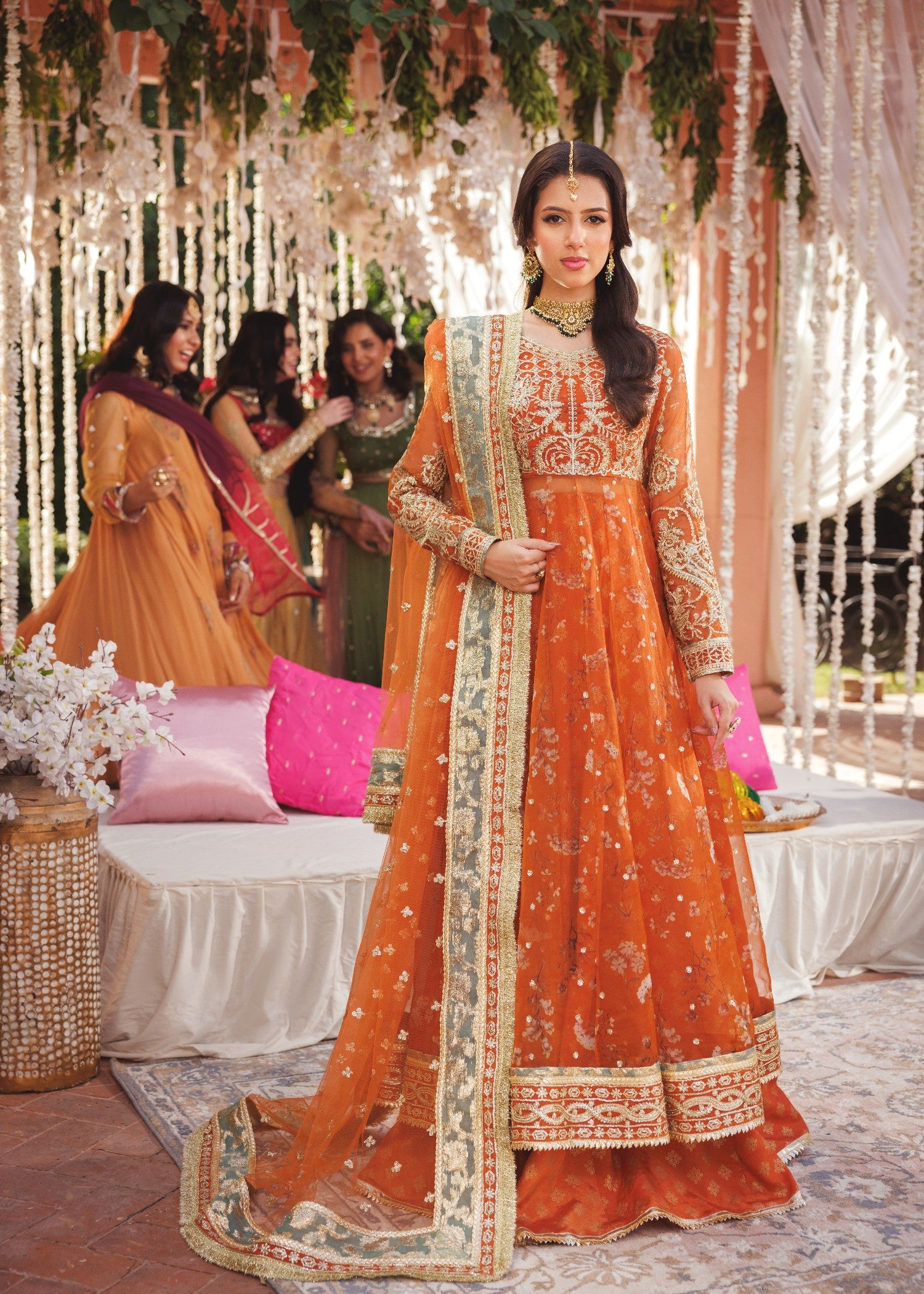 organza Lehenga in Orange
