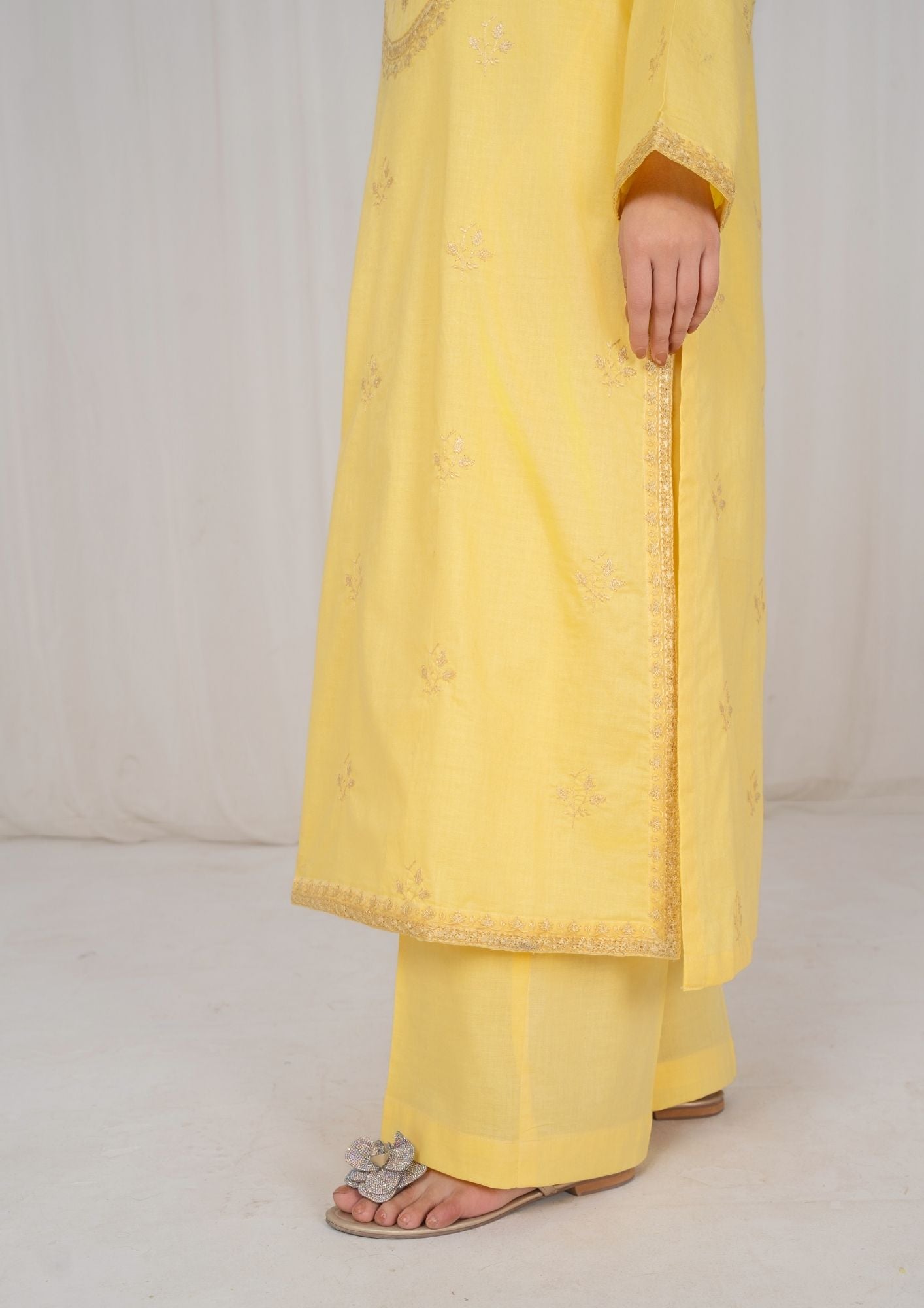 lawn Kurta Set in Lemon