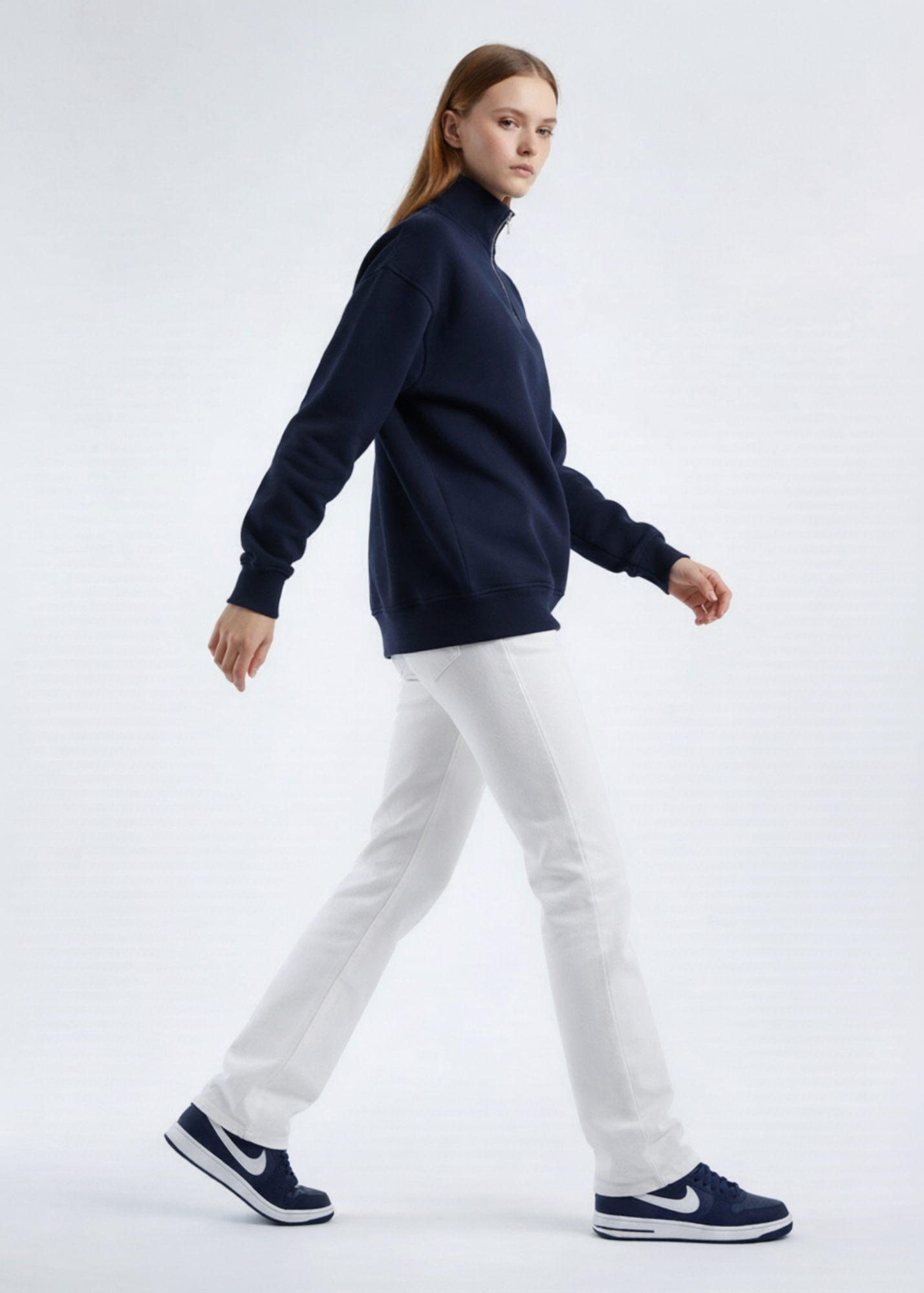 cotton Sweatshirt in Dark blue