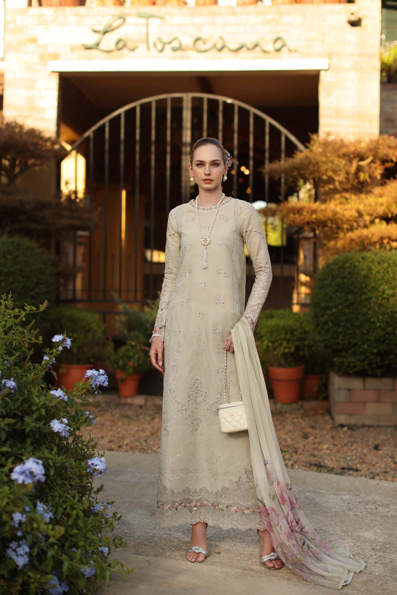Luxury Eid Schiffli Laserkari Lawn – D2 - B - Aloura