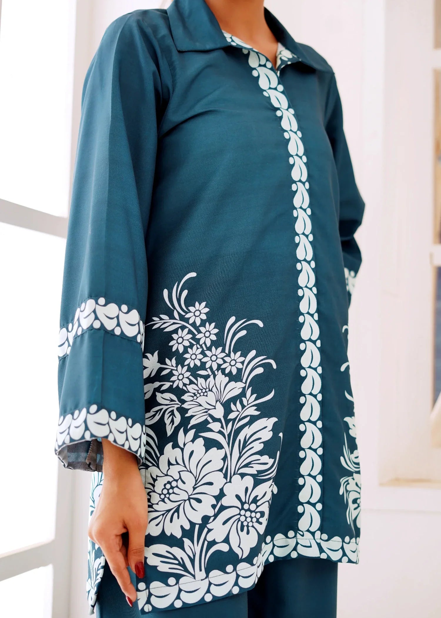 poly lawn Co Ord Sets in Teal