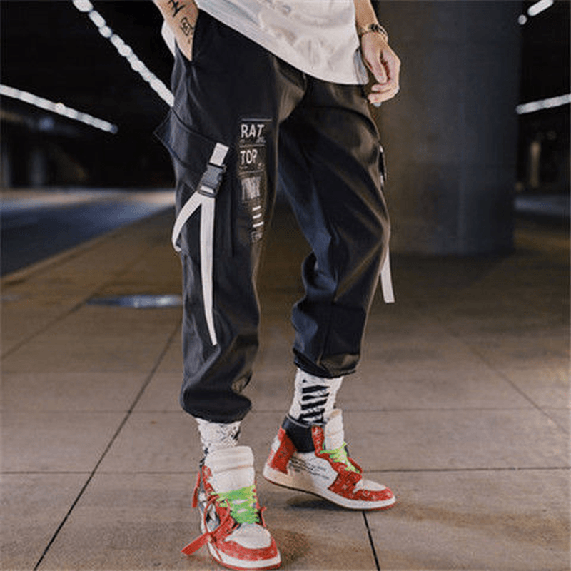 Overalls Men'S Spring and Summer Korean Style Cropped Trousers Trend Function Wind