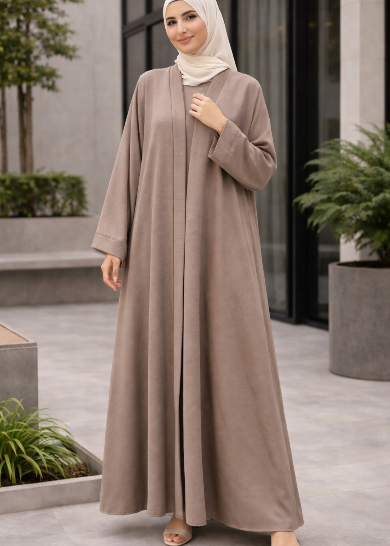 nidha Abaya in Peanut