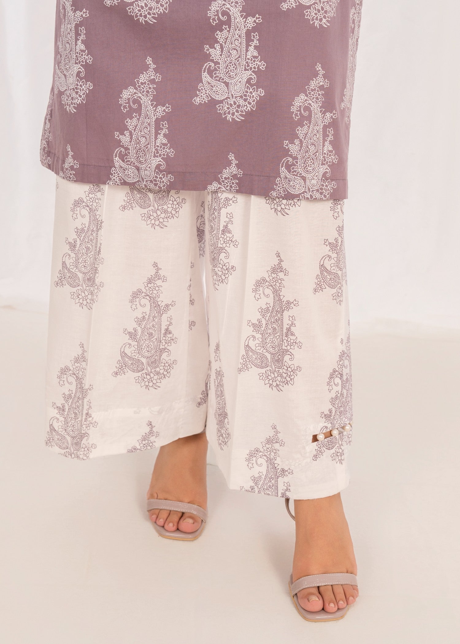 lawn cotton Kurta Set in Mauve