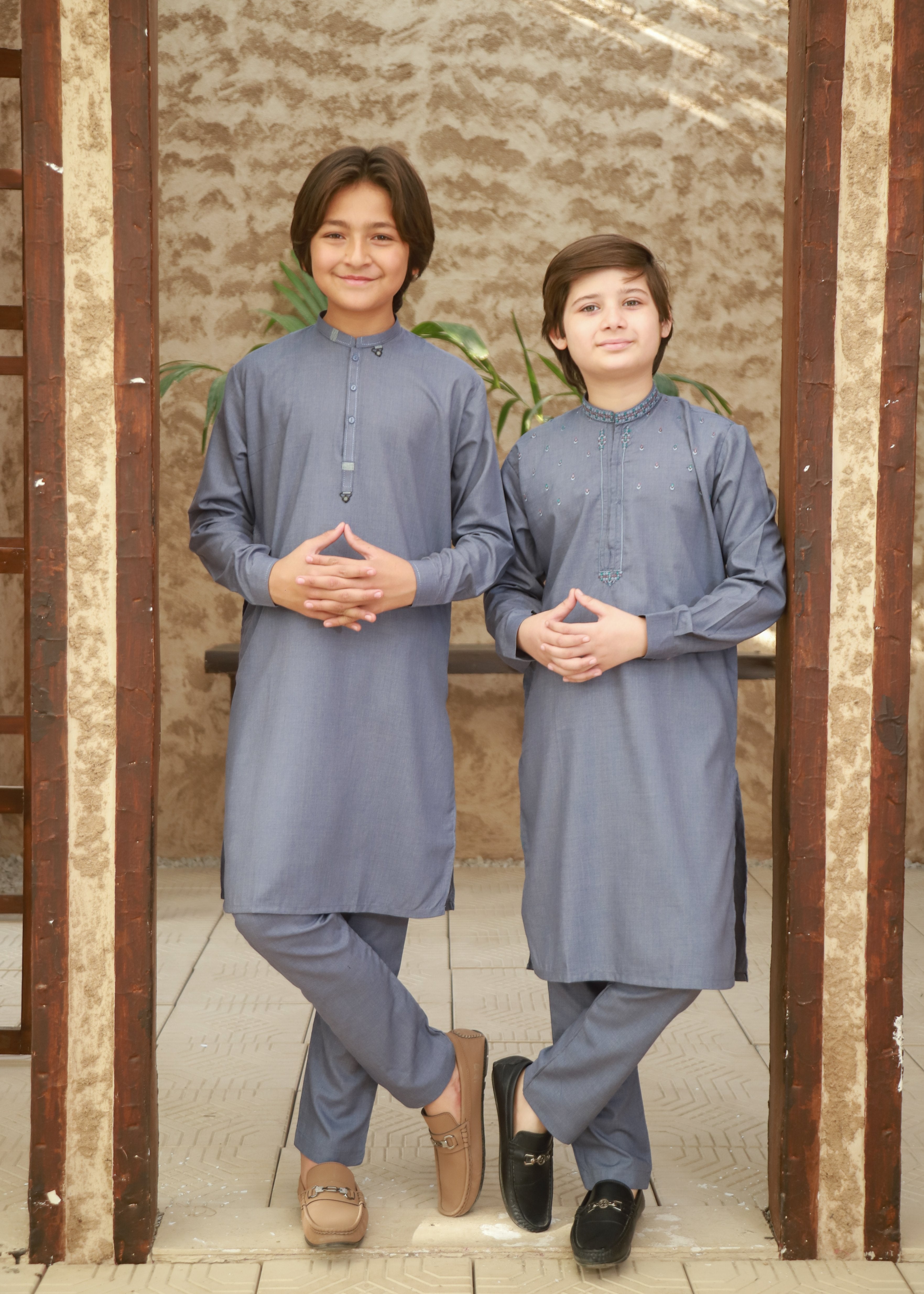 wash & wear Kurta Set in Shadow blue