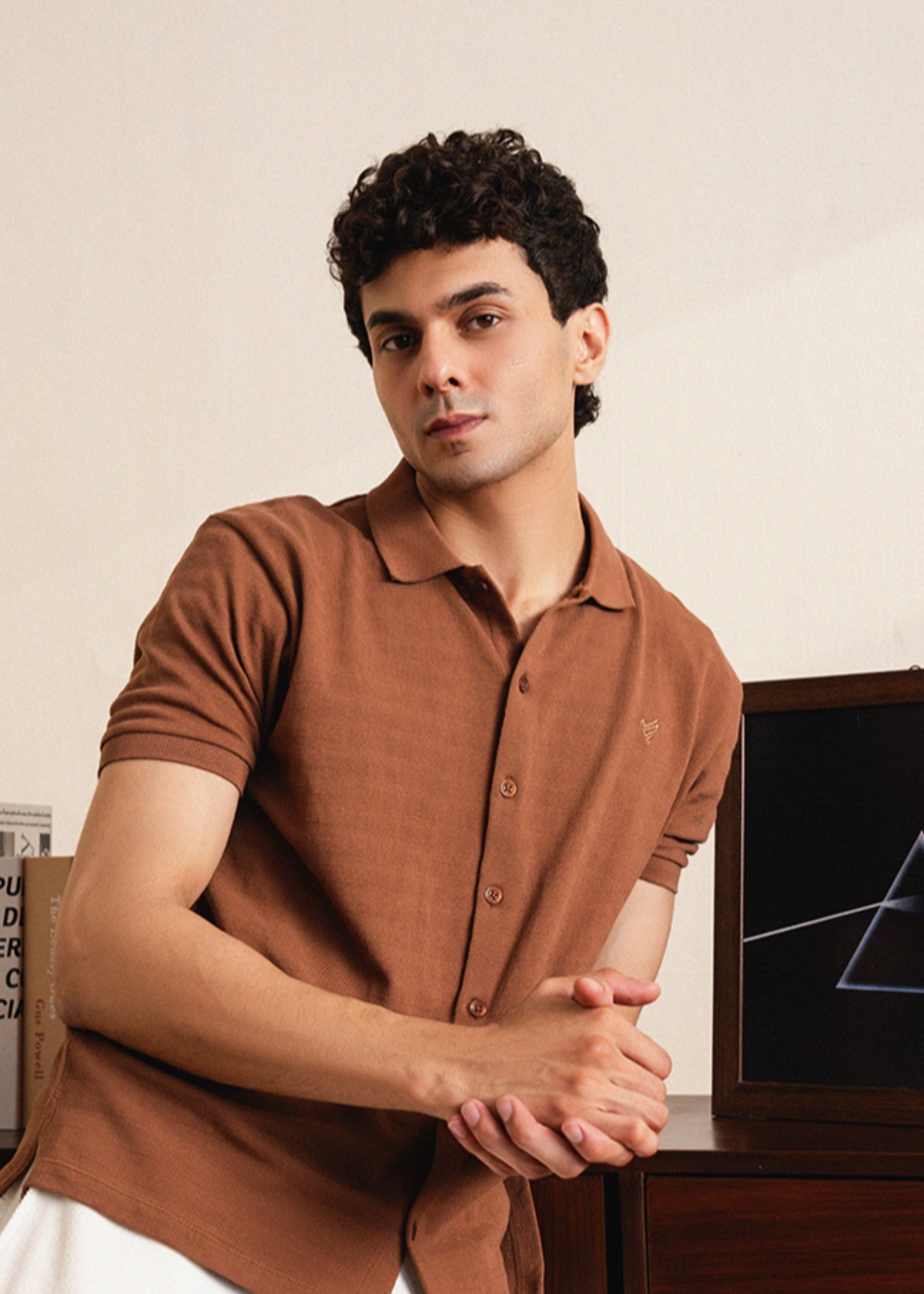 cotton Polo Shirt in Hazelwood brown