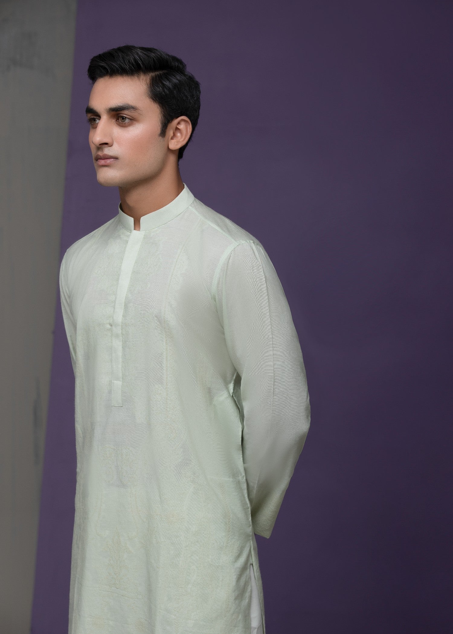 cotton silk Kurta Set in Mint green by House Of Arsalan Iqbal