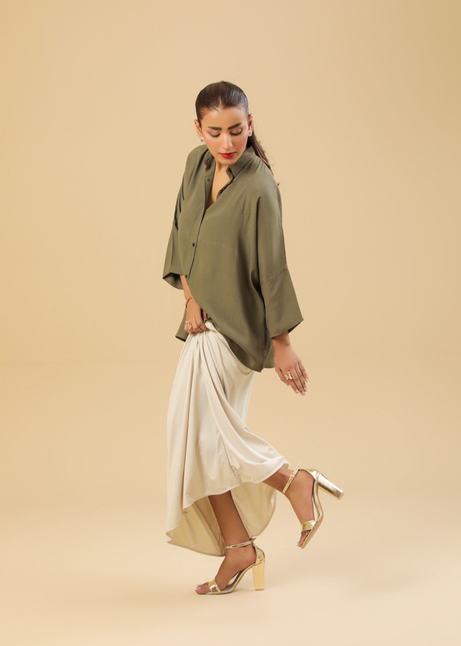 interlock knit Skirt in Beige