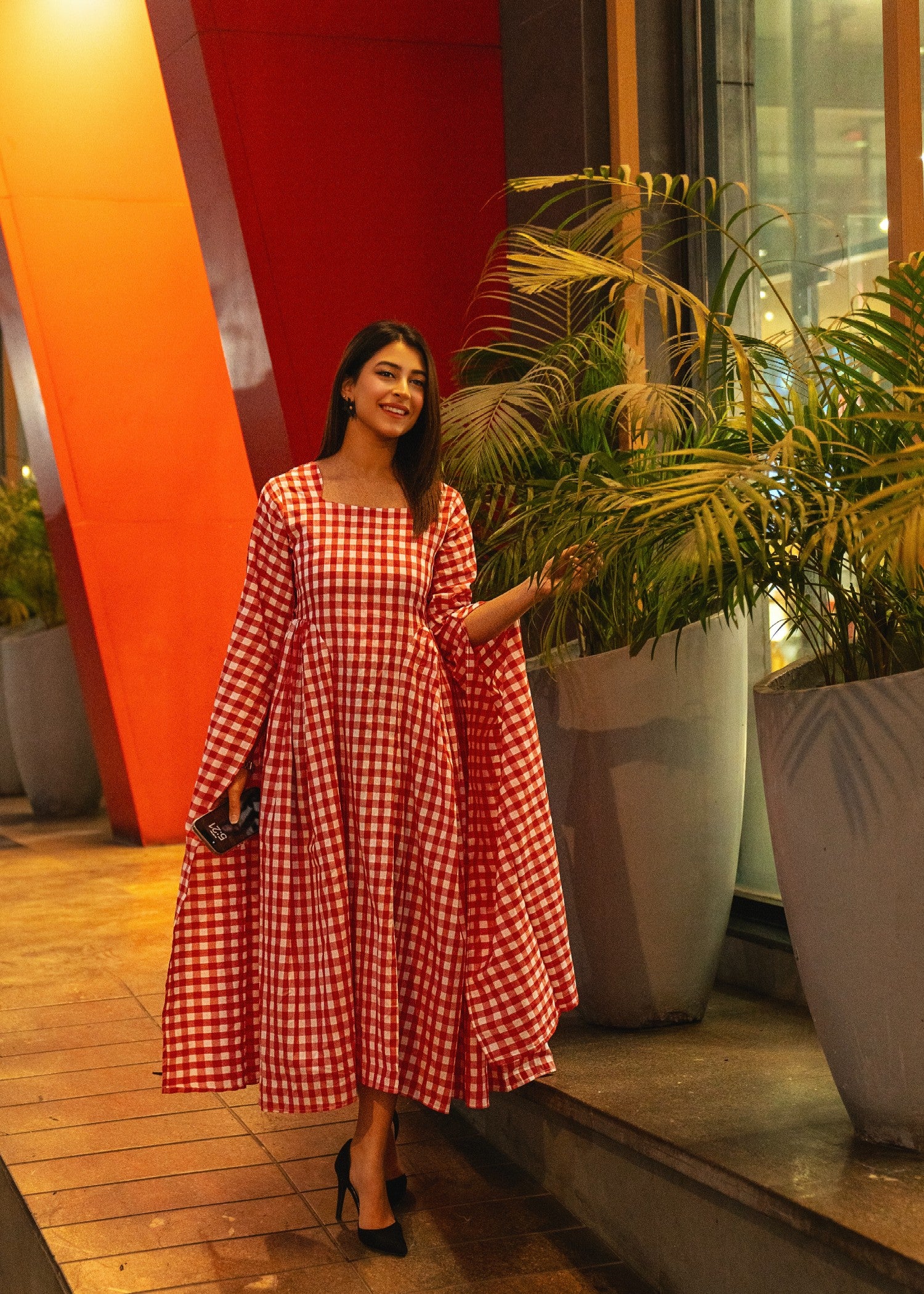 cotton Maxi in Red, white