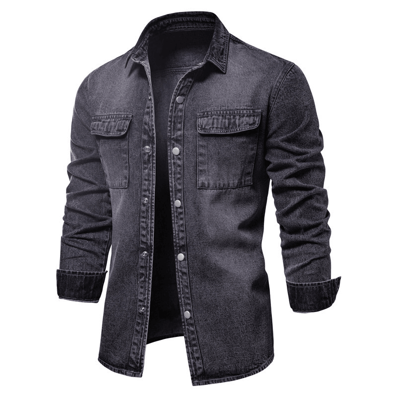 Vintage Jacket European Size Lapel Washed Denim Top