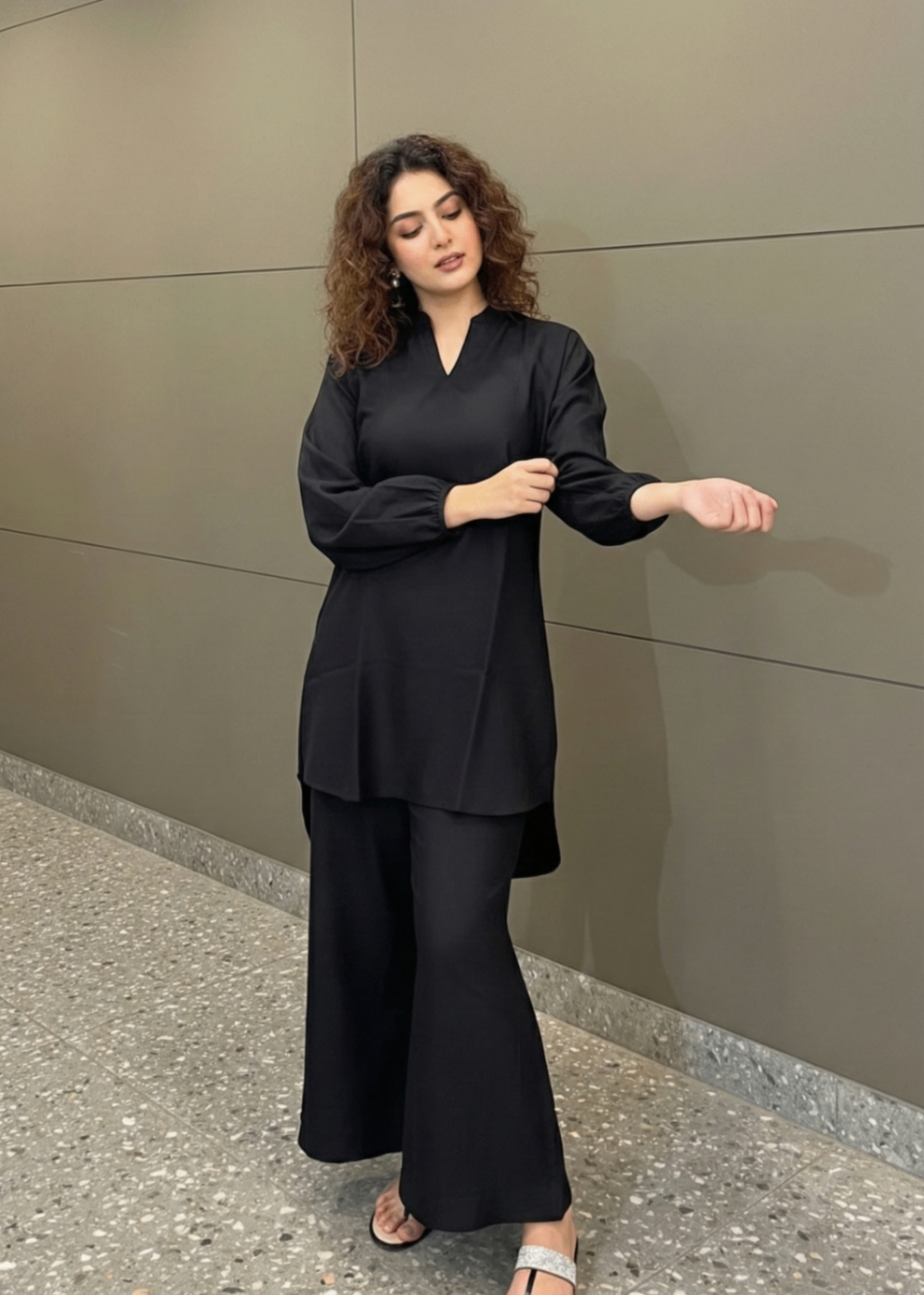 arabic lawn Co Ord Sets in Black